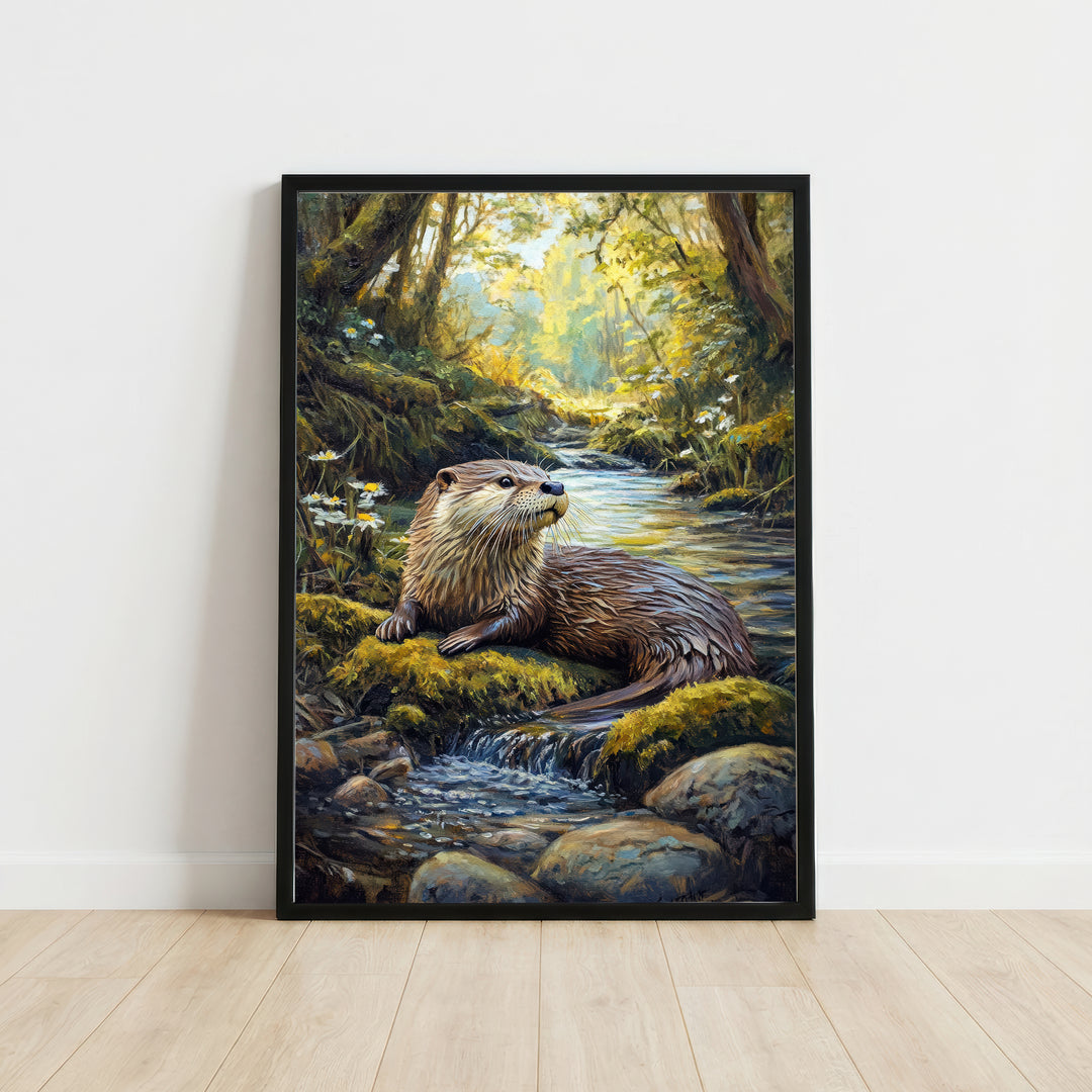 Woodland Otter Stream Art Print