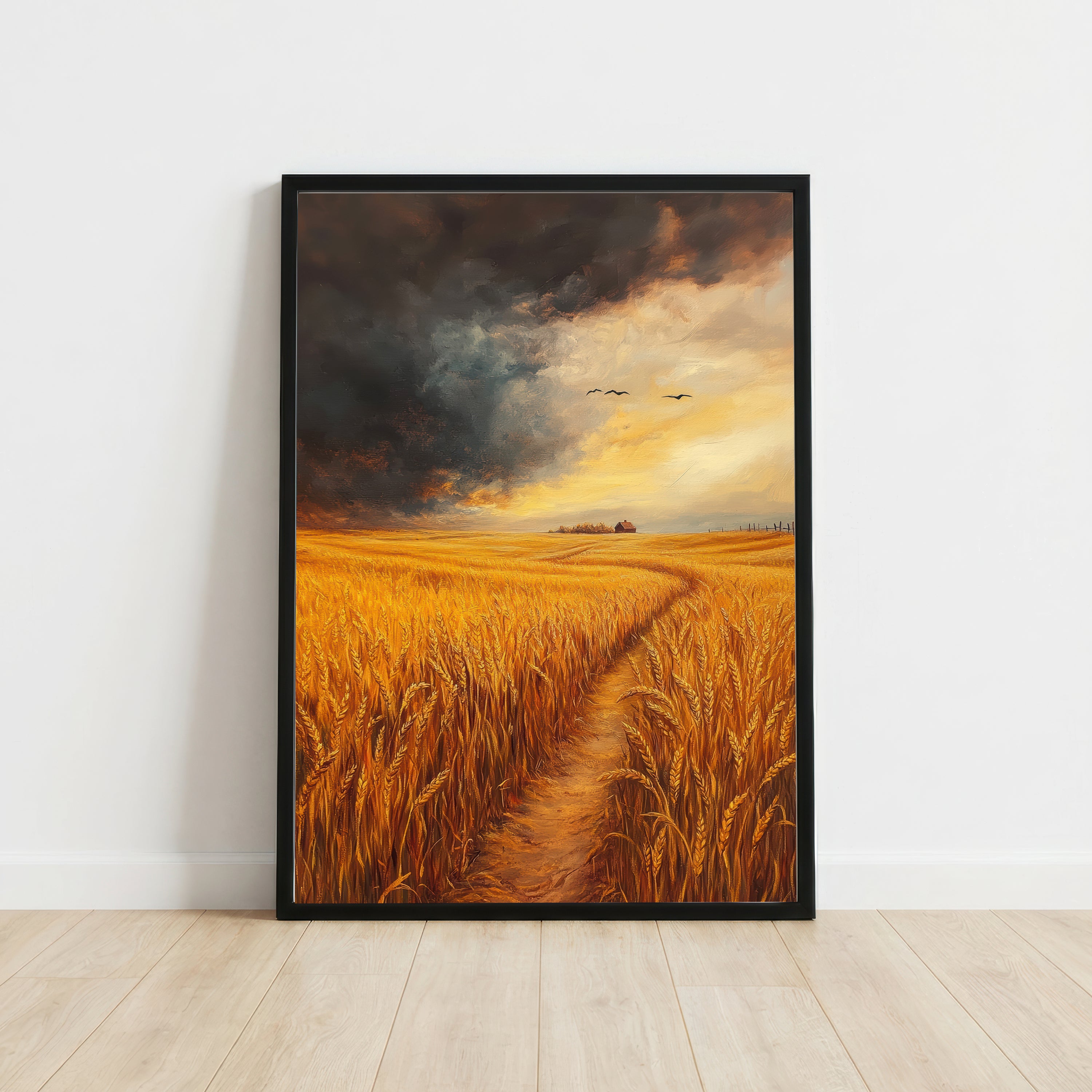 Golden Wheat Field Landscape Art Print
