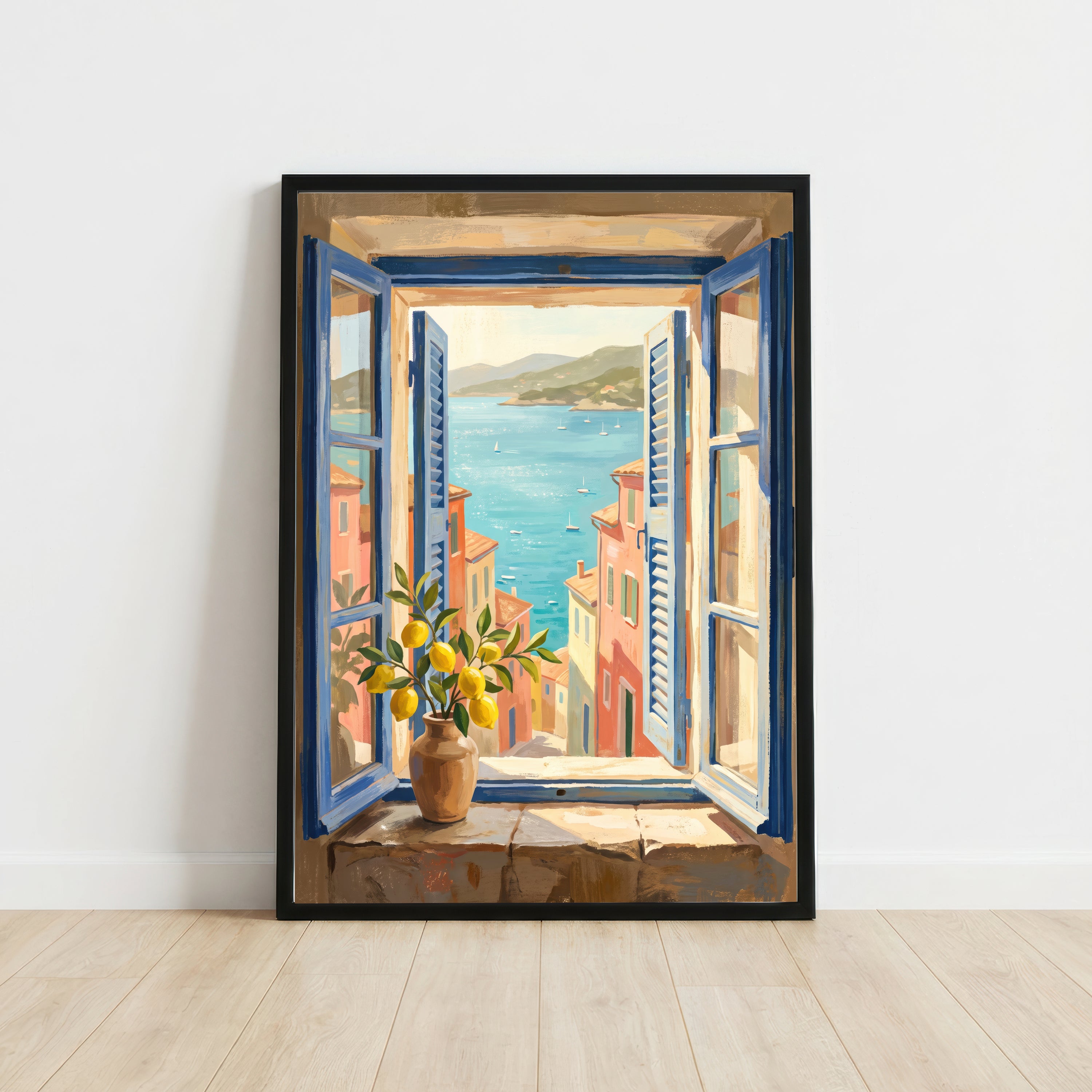 Mediterranean Window Sea View Art Print
