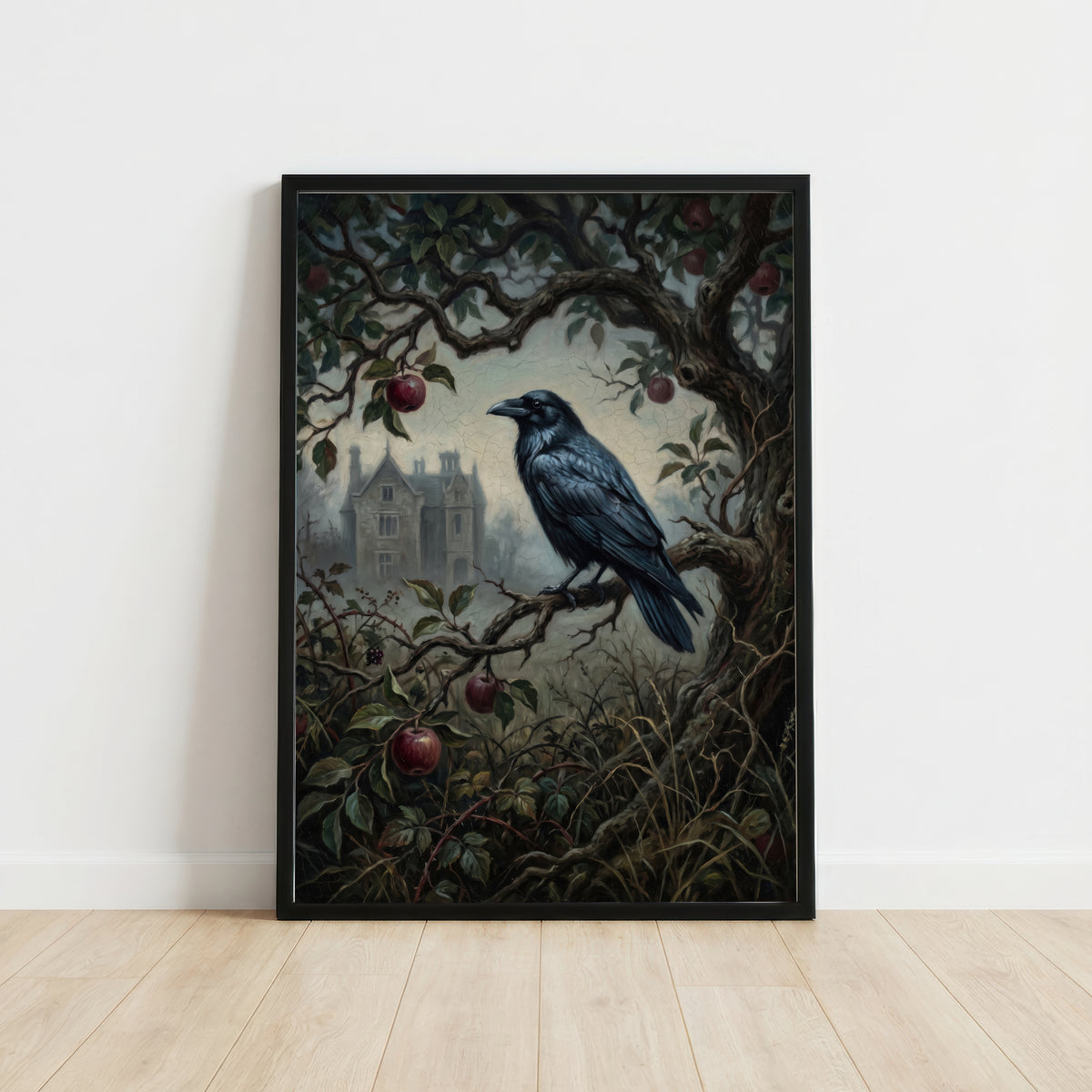Raven in Apple Tree Art Print