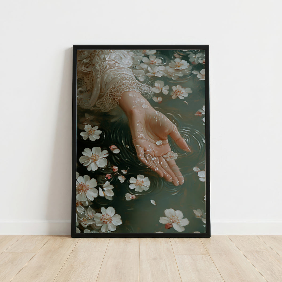 Hand Among Floating Blossoms Art Print