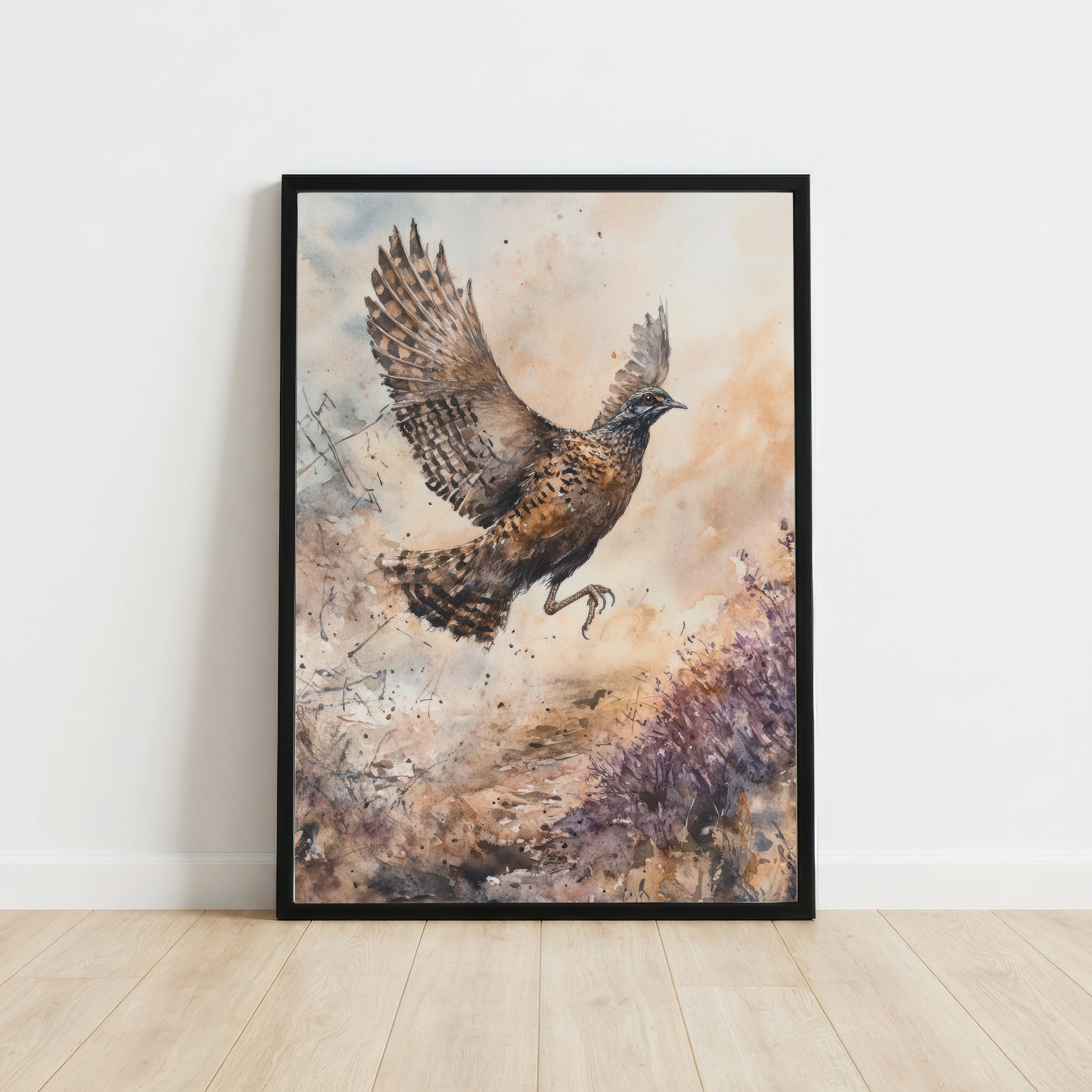 Flying Grouse Watercolour Art Print