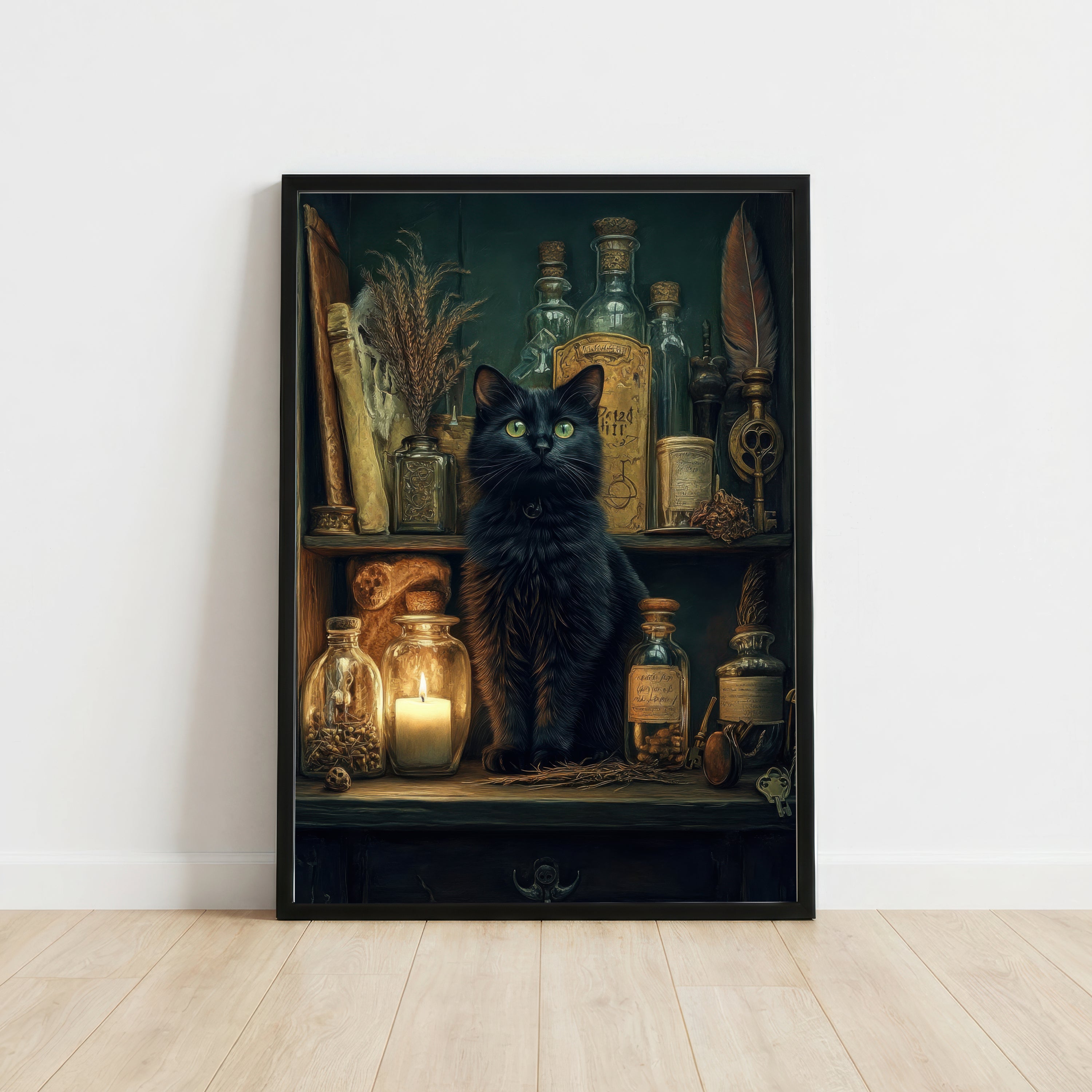 Black Cat Apothecary Art Print