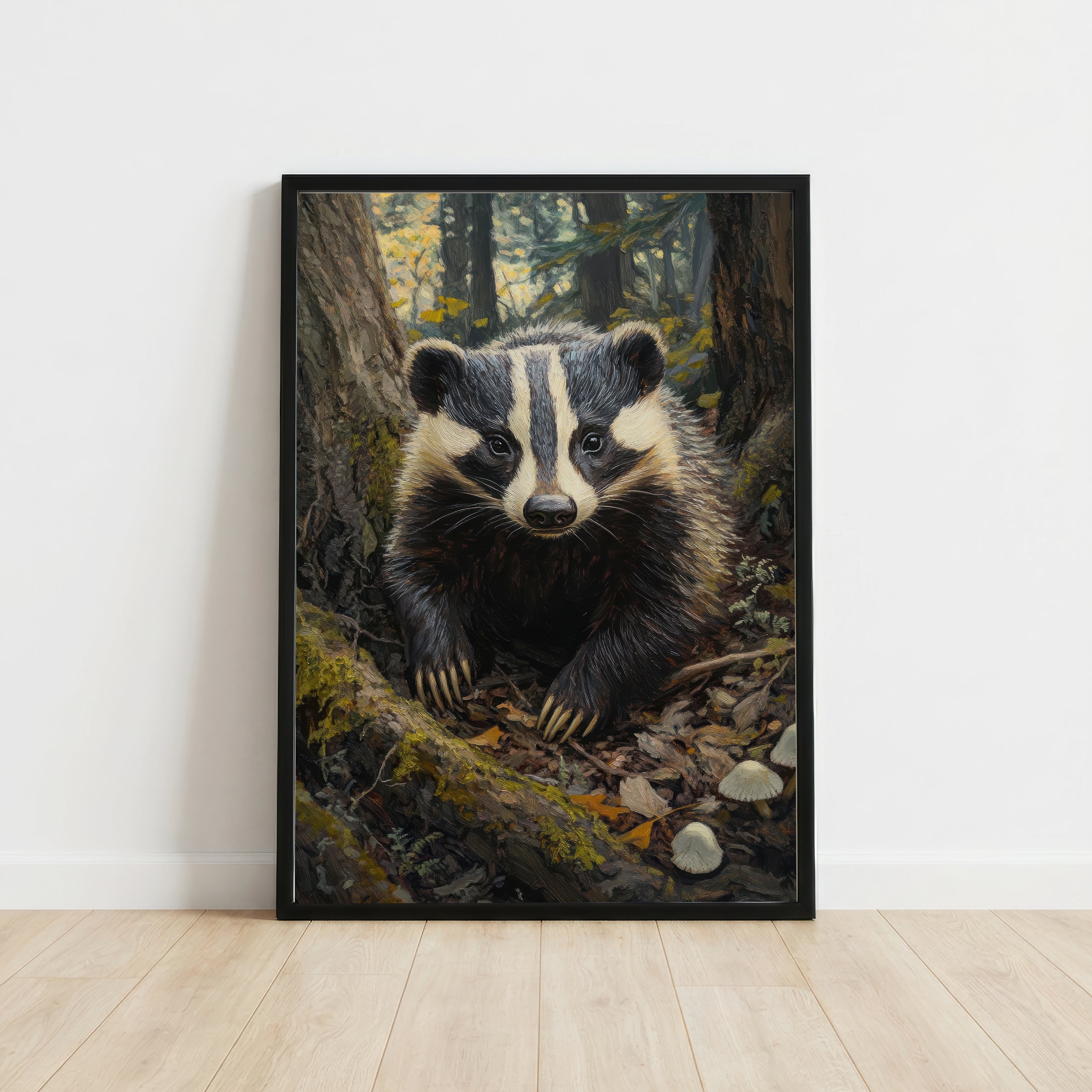 Badger Woodland Art Print