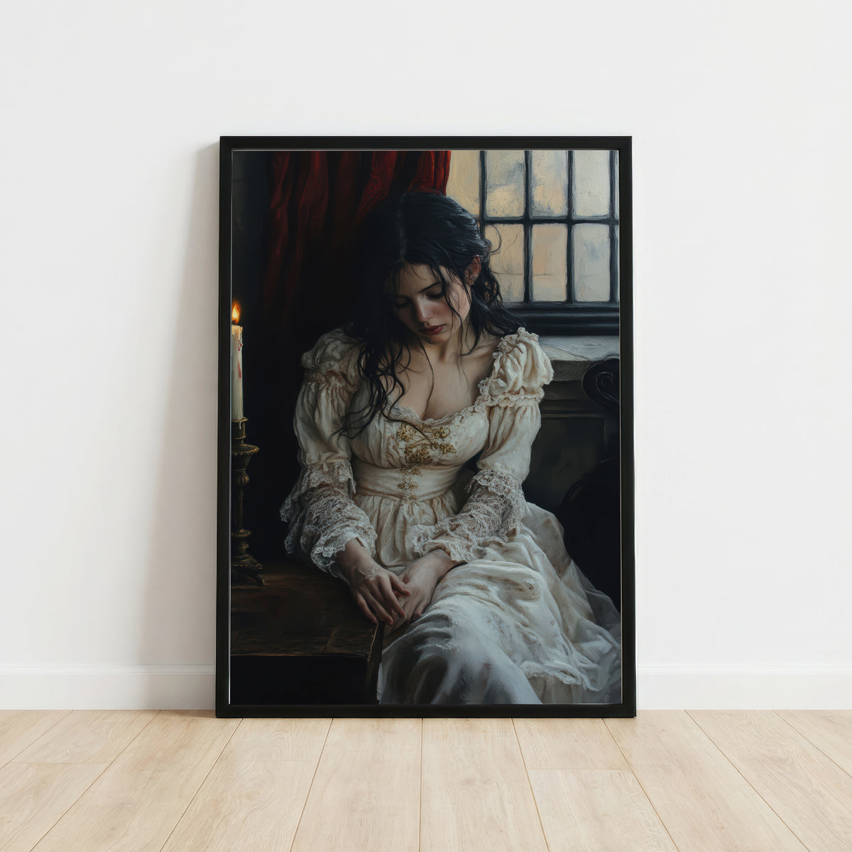 Candlelit Romantic Woman Art Print