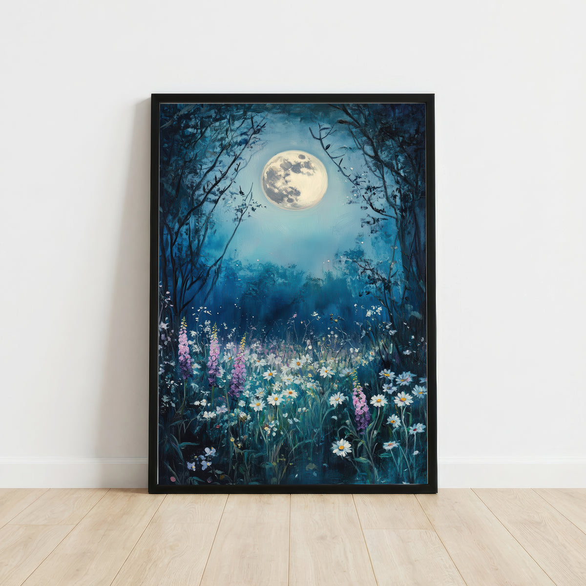Moonlit Wildflower Meadow Art Print