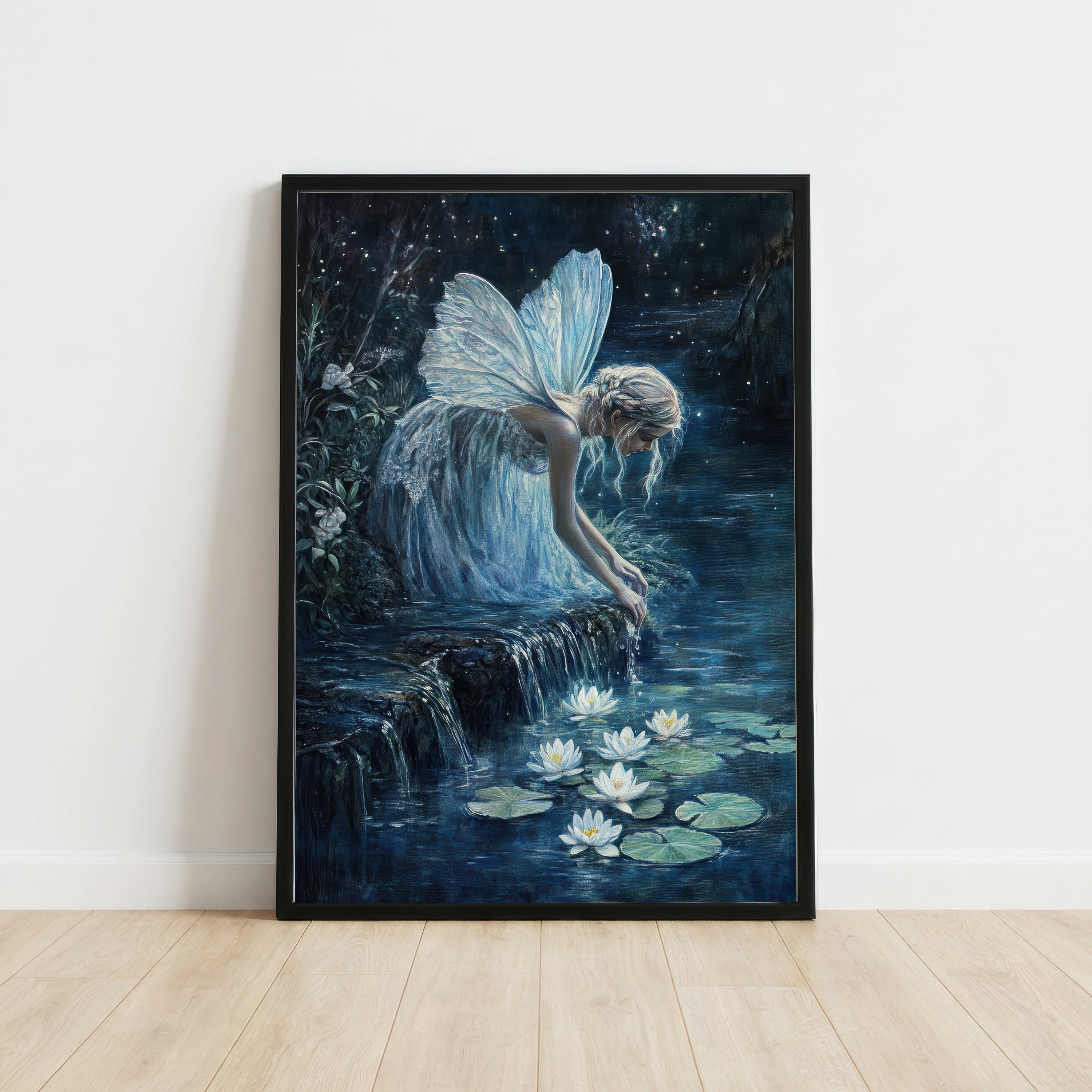 Starlit Waterfall Fairy Art Print