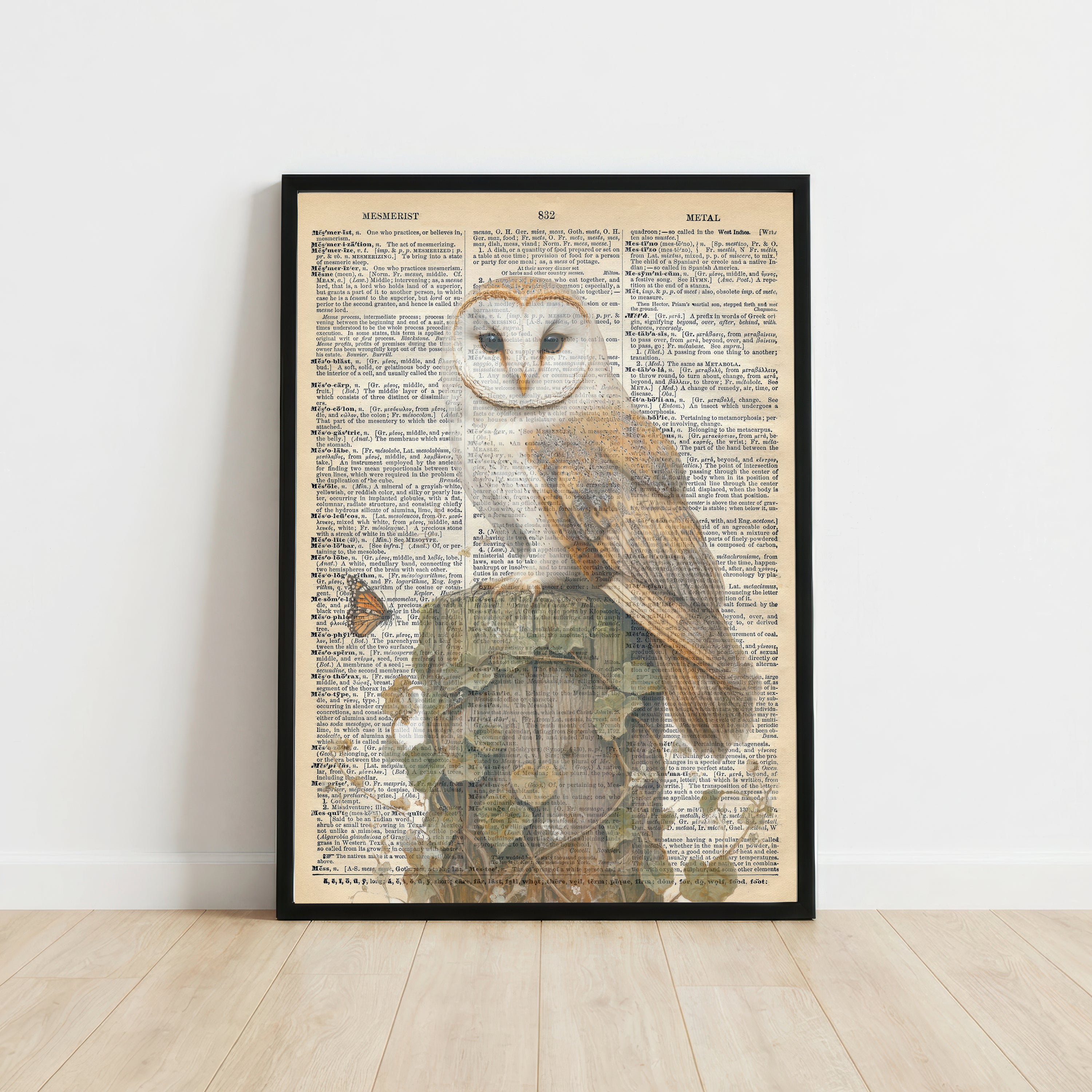 Vintage Dictionary Botanical Collage Art Print