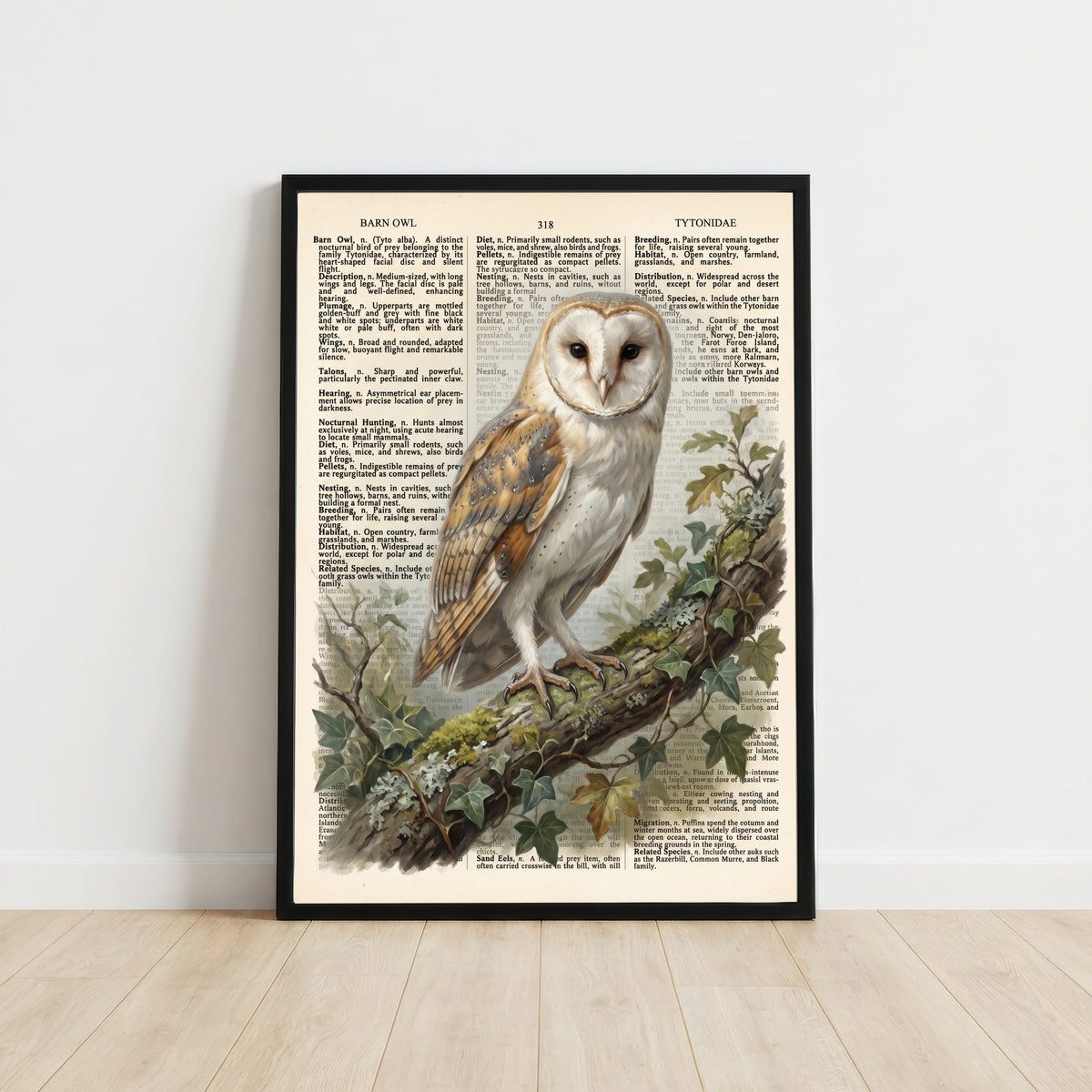 Barn Owl Vintage Dictionary Art Print