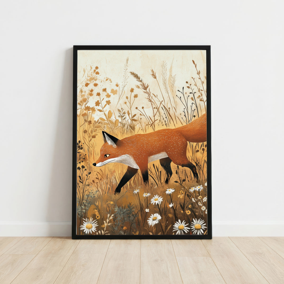 Fox in Wildflower Meadow Art Print