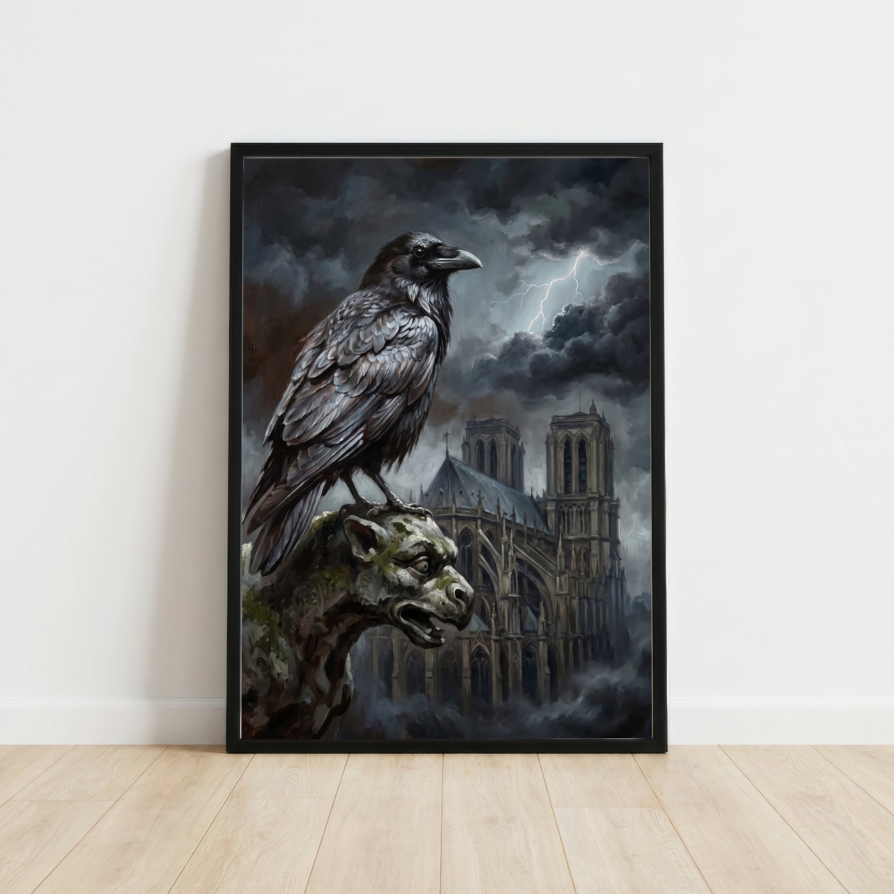 Raven Gargoyle Gothic Art Print