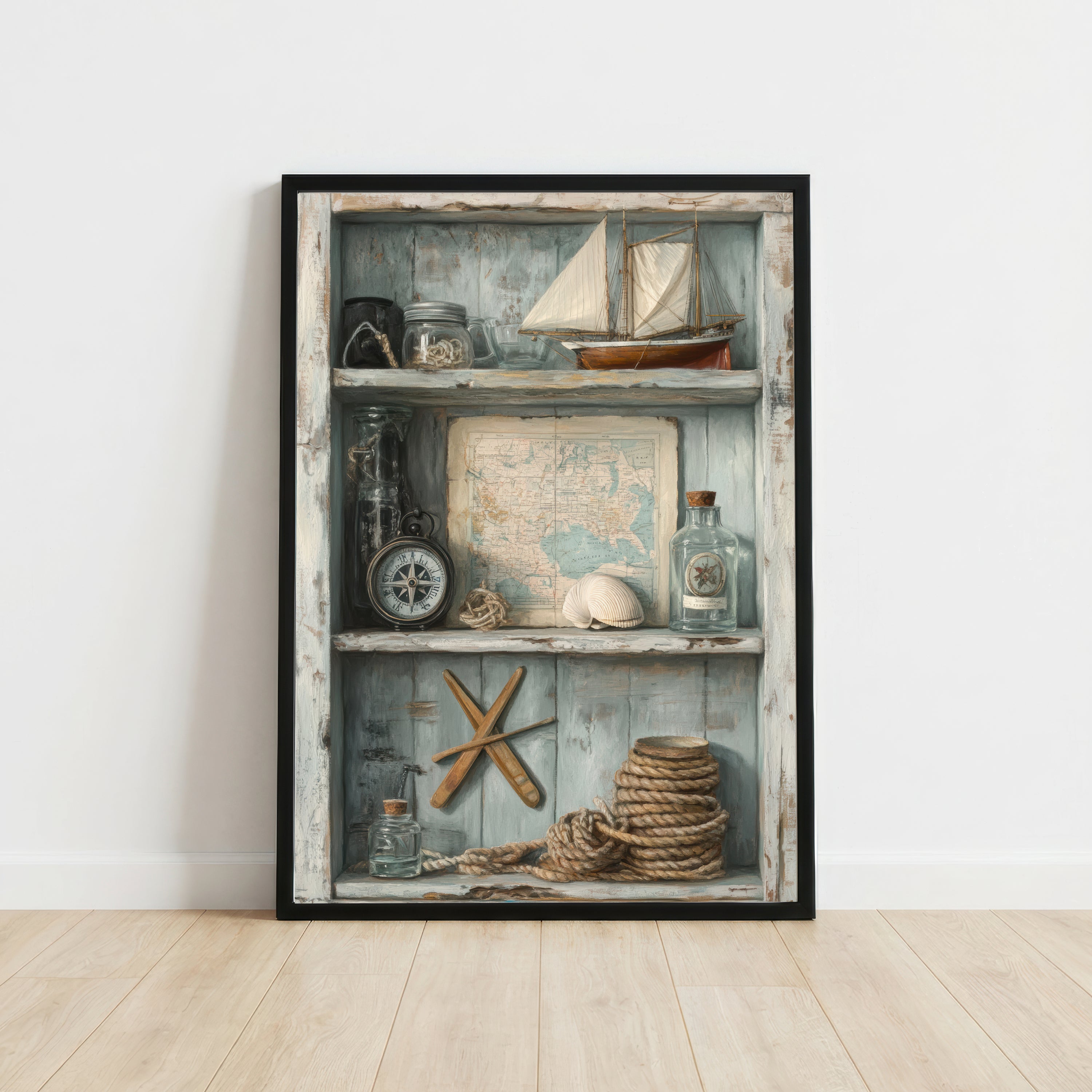 Vintage Nautical Shelf Art Print
