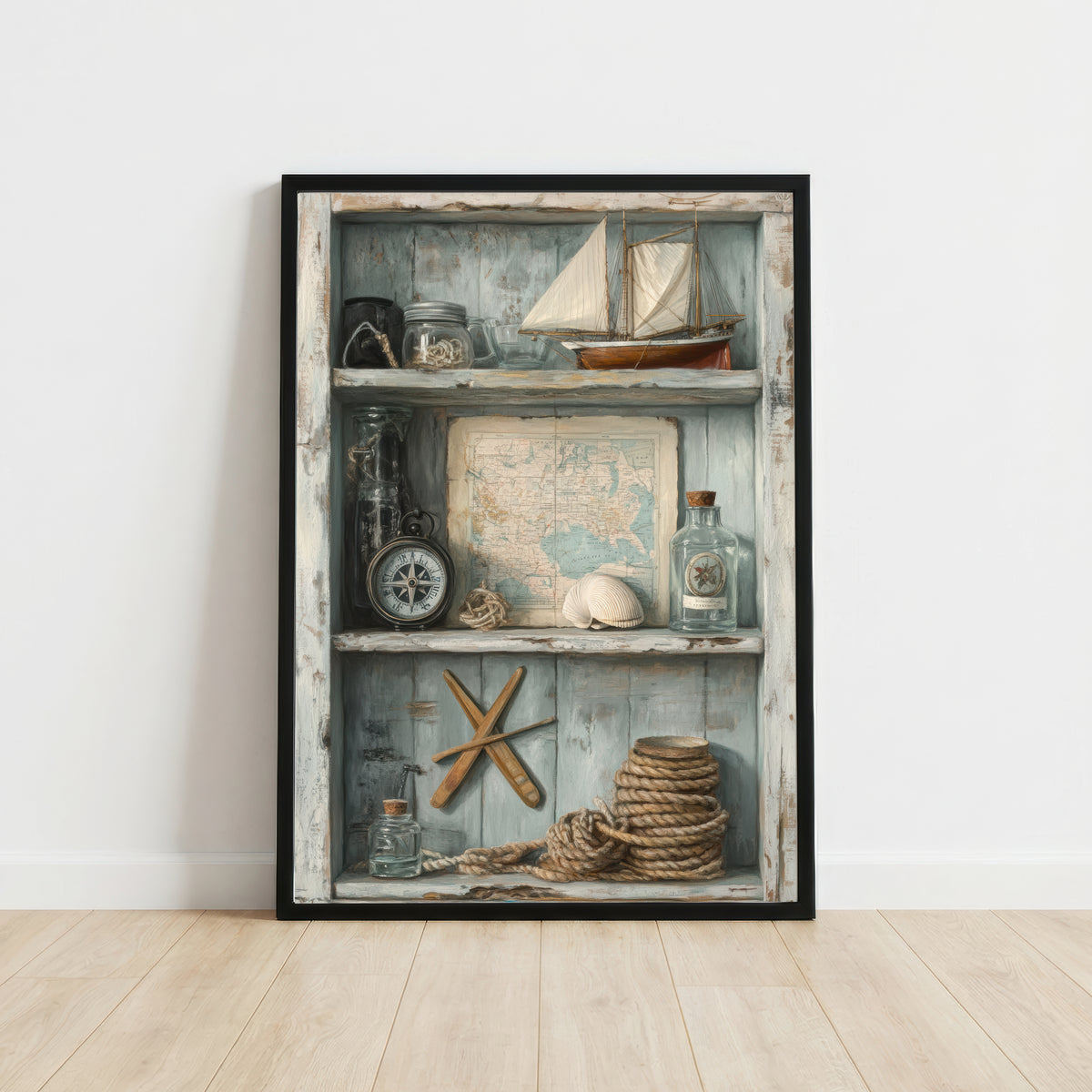 Vintage Nautical Shelf Art Print