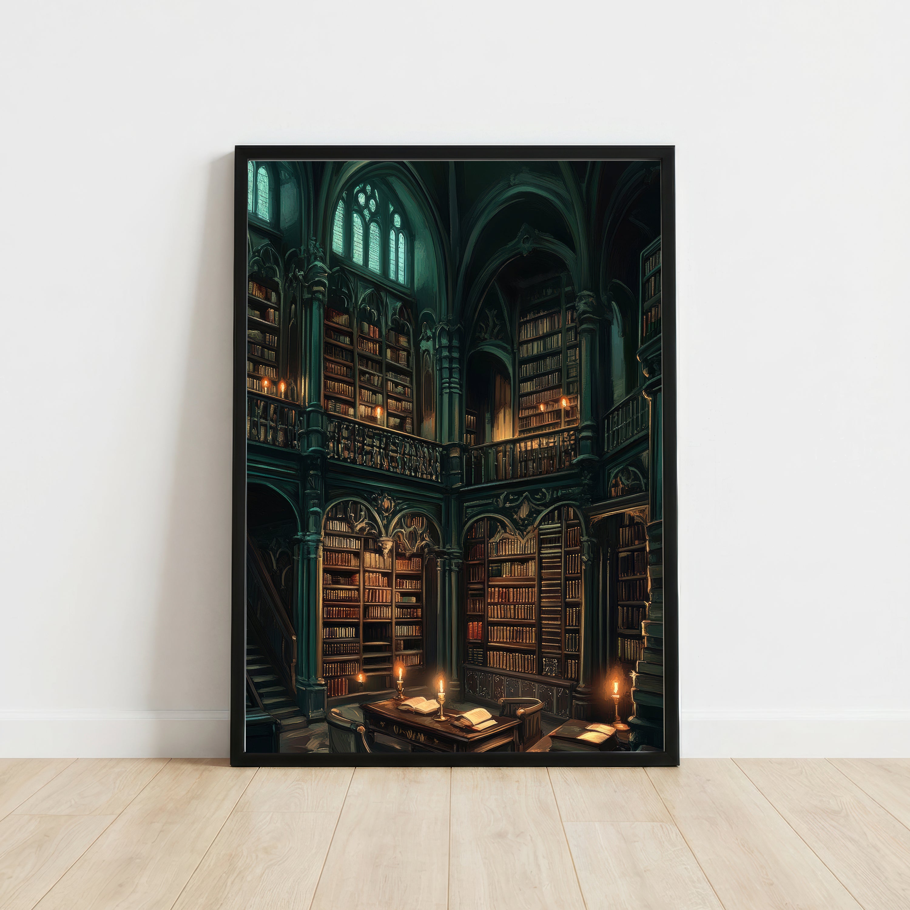 Gothic Library Dark Academia Art Print