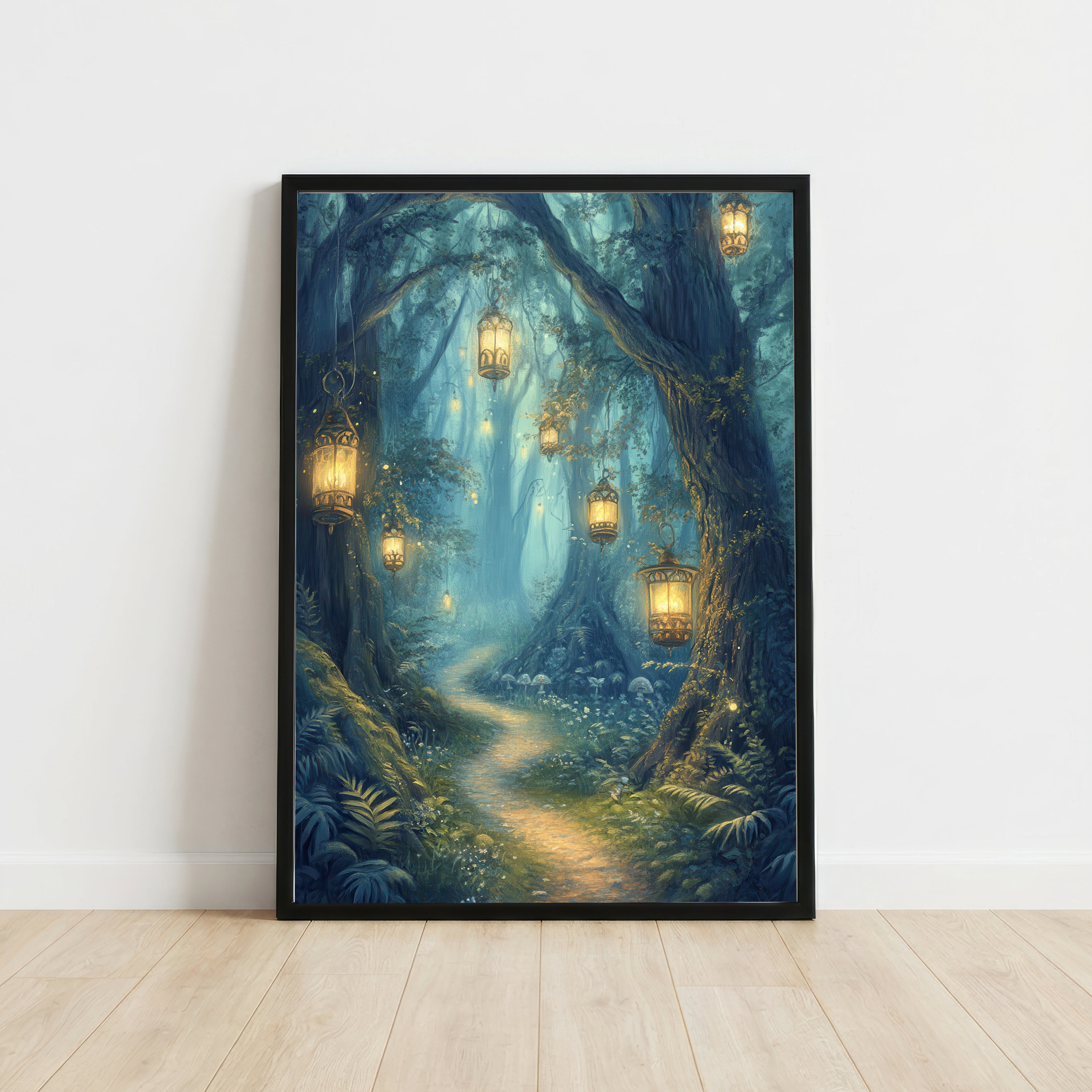 Enchanted Lantern Forest Art Print