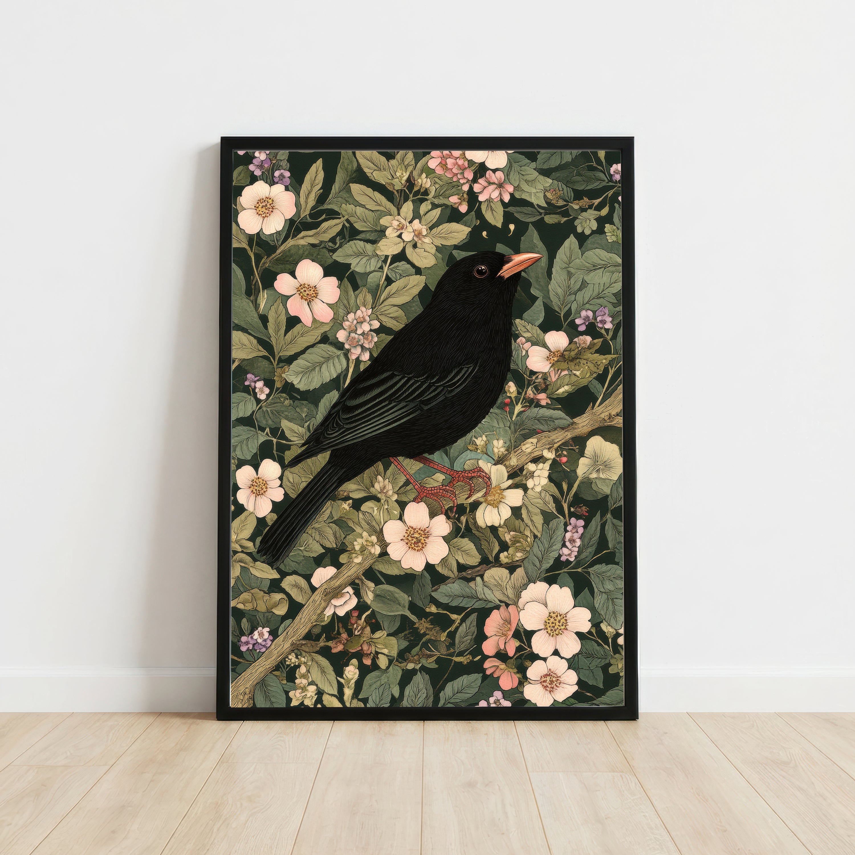 Black Crow Floral Art Print