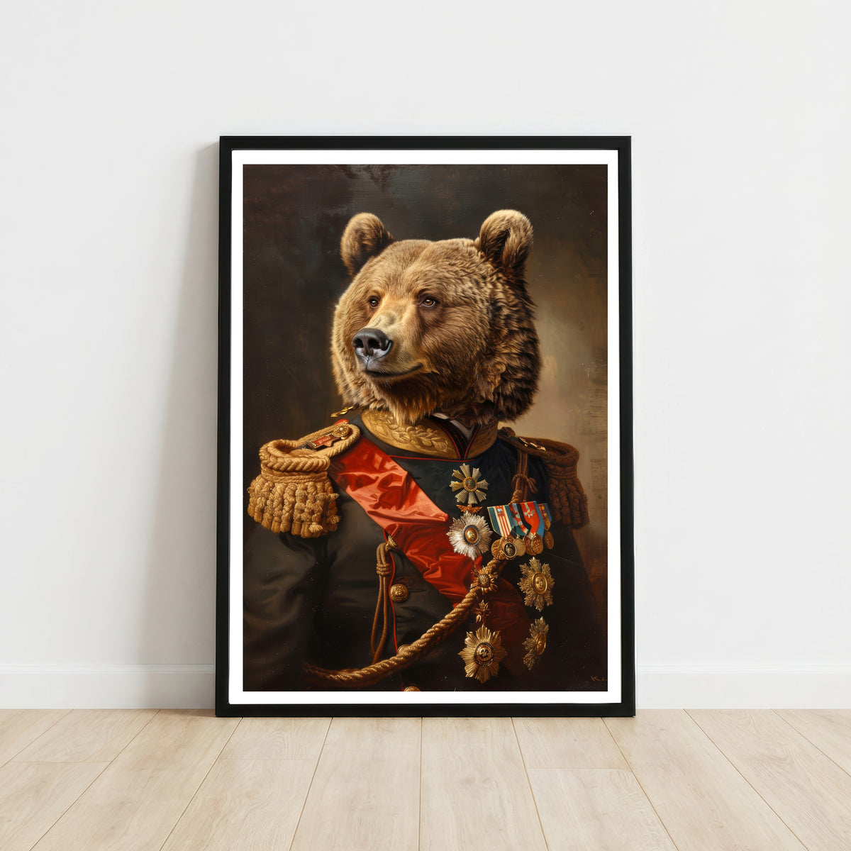 Brown Bear Military Portrait Art Print