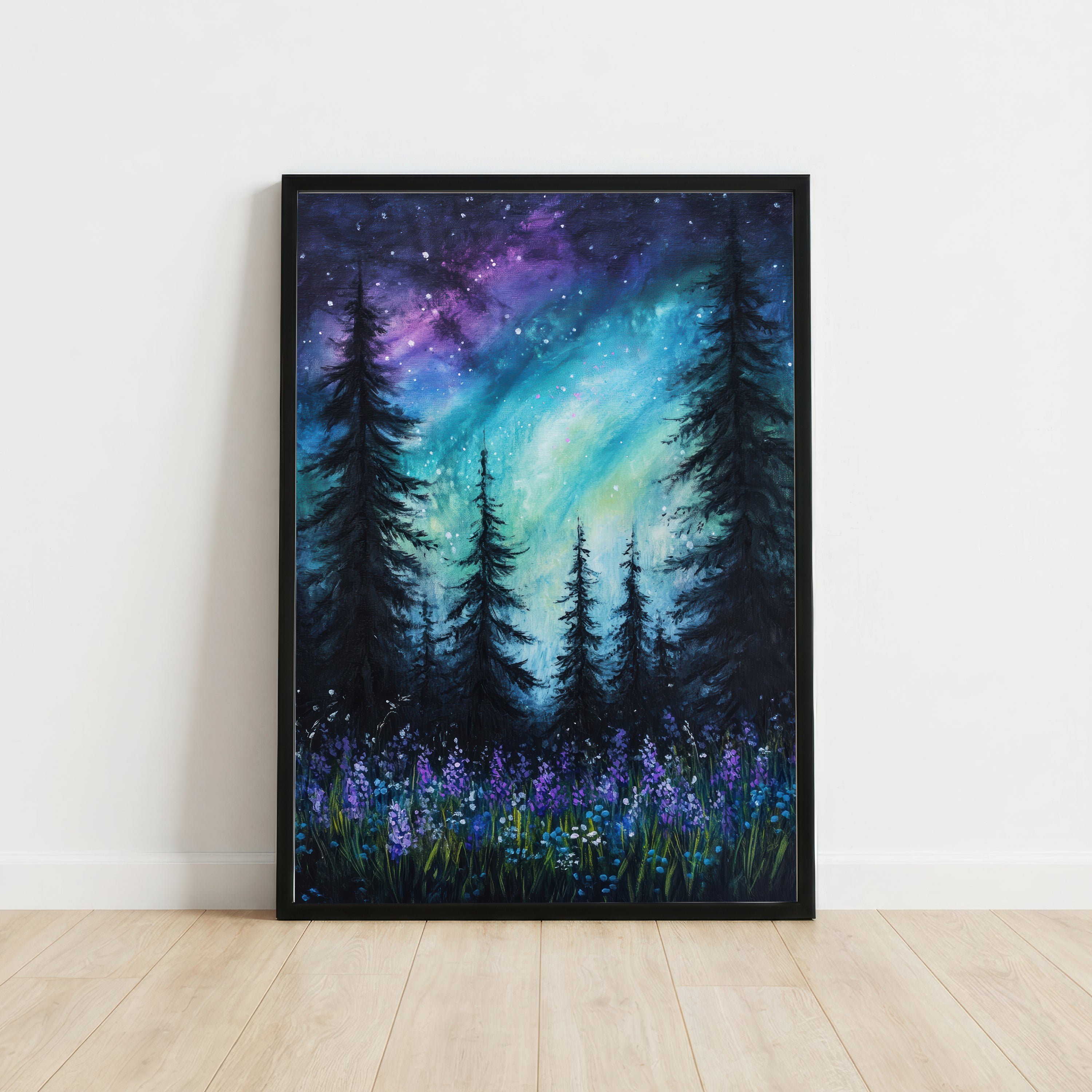 Starry Evergreen Forest Art Print