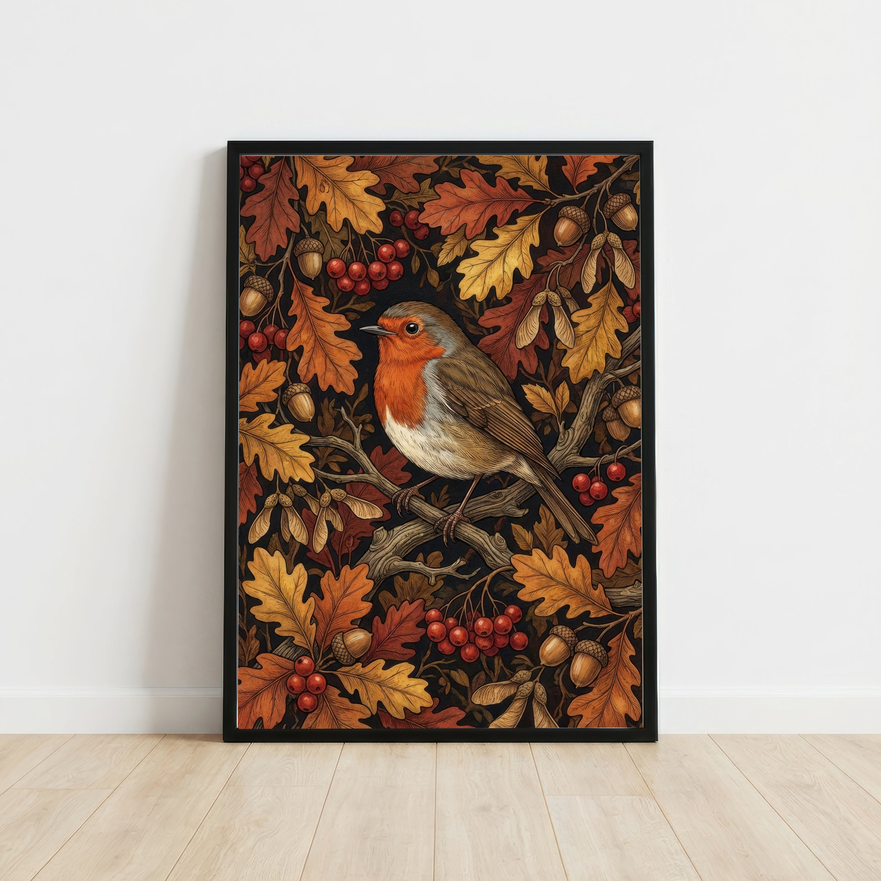 Robin Autumn Woodland Art Print