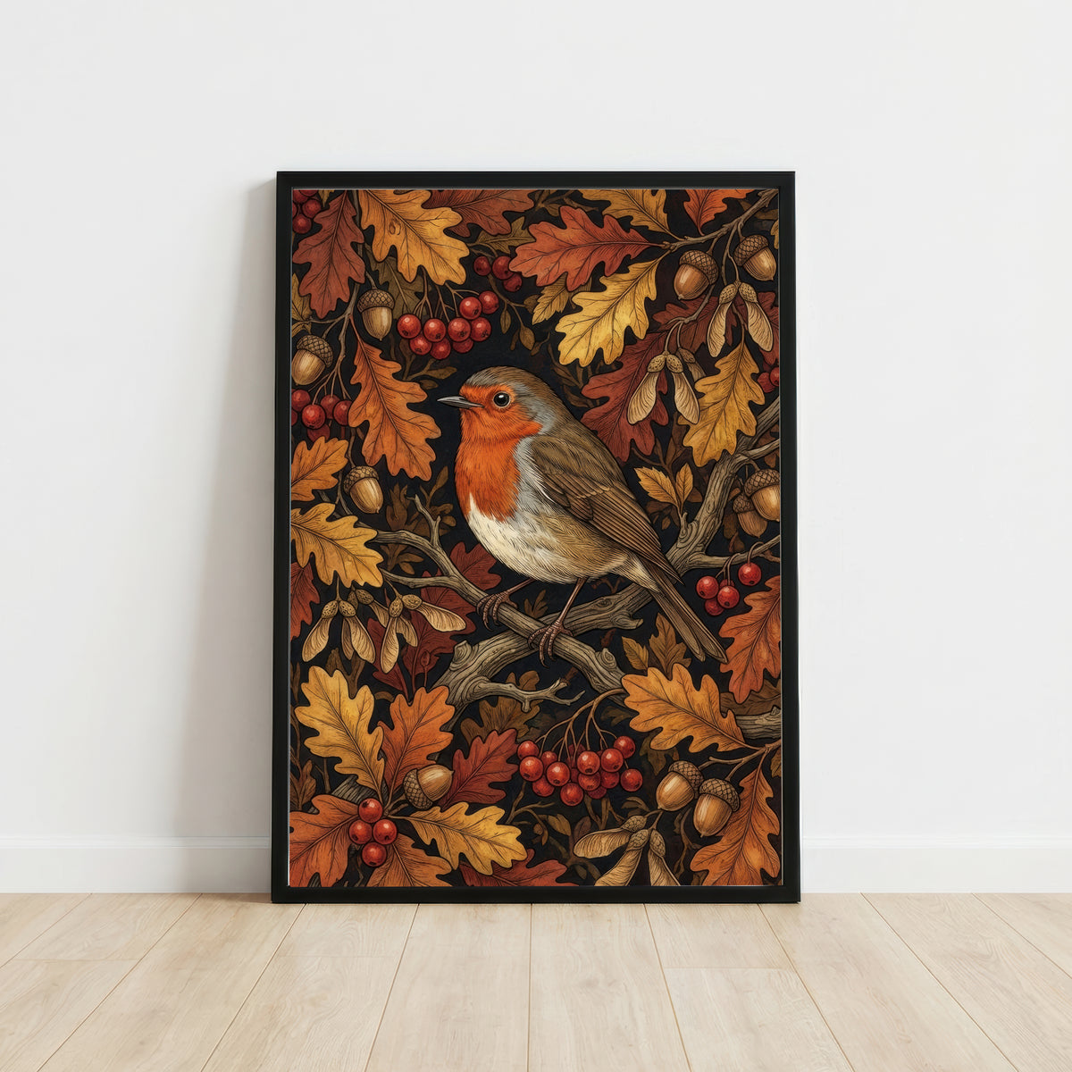 Robin Autumn Woodland Art Print