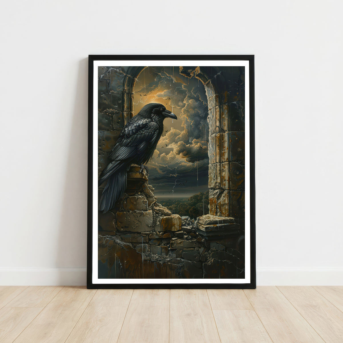 Gothic Raven Ruins Art Print