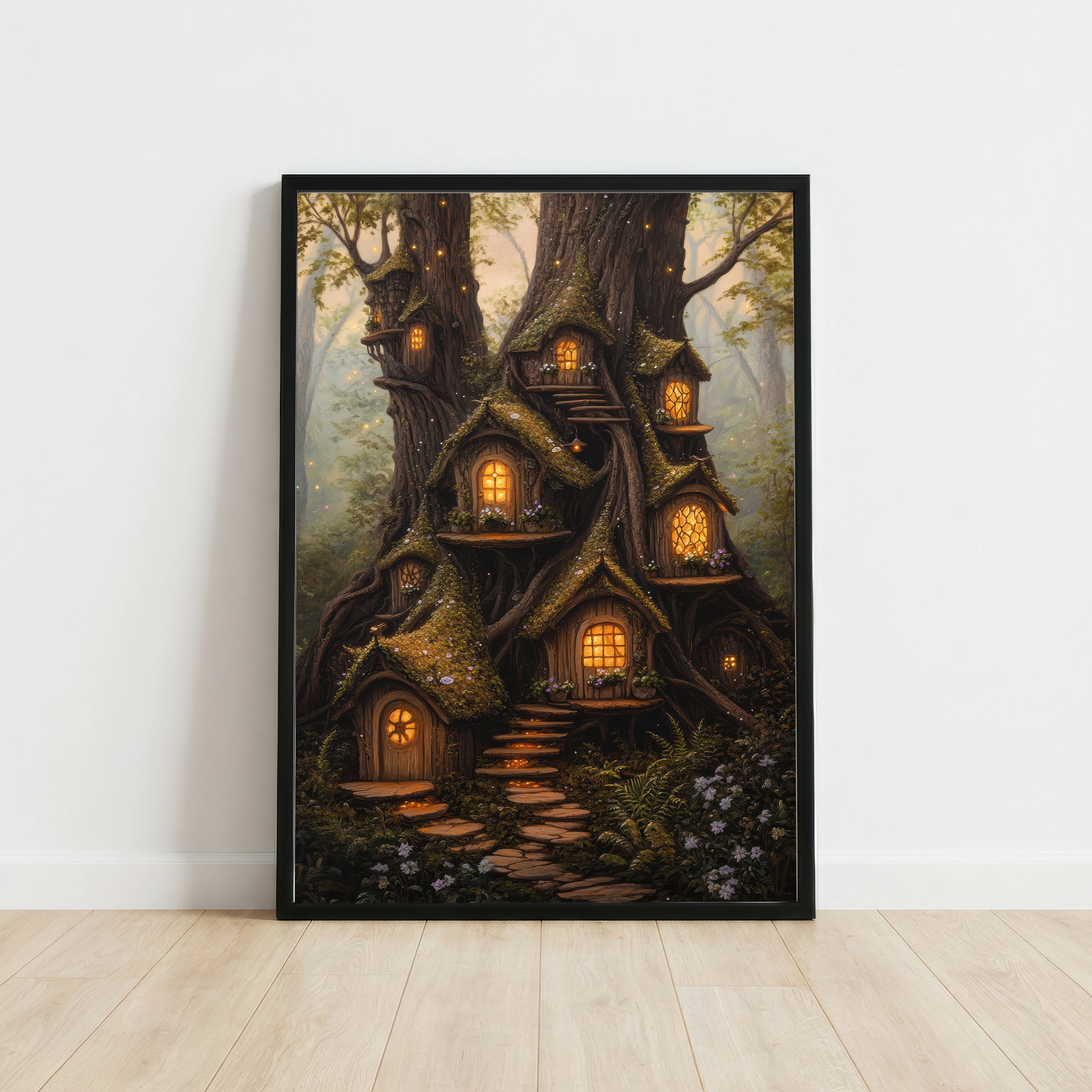 Enchanted Treehouse Village Art Print