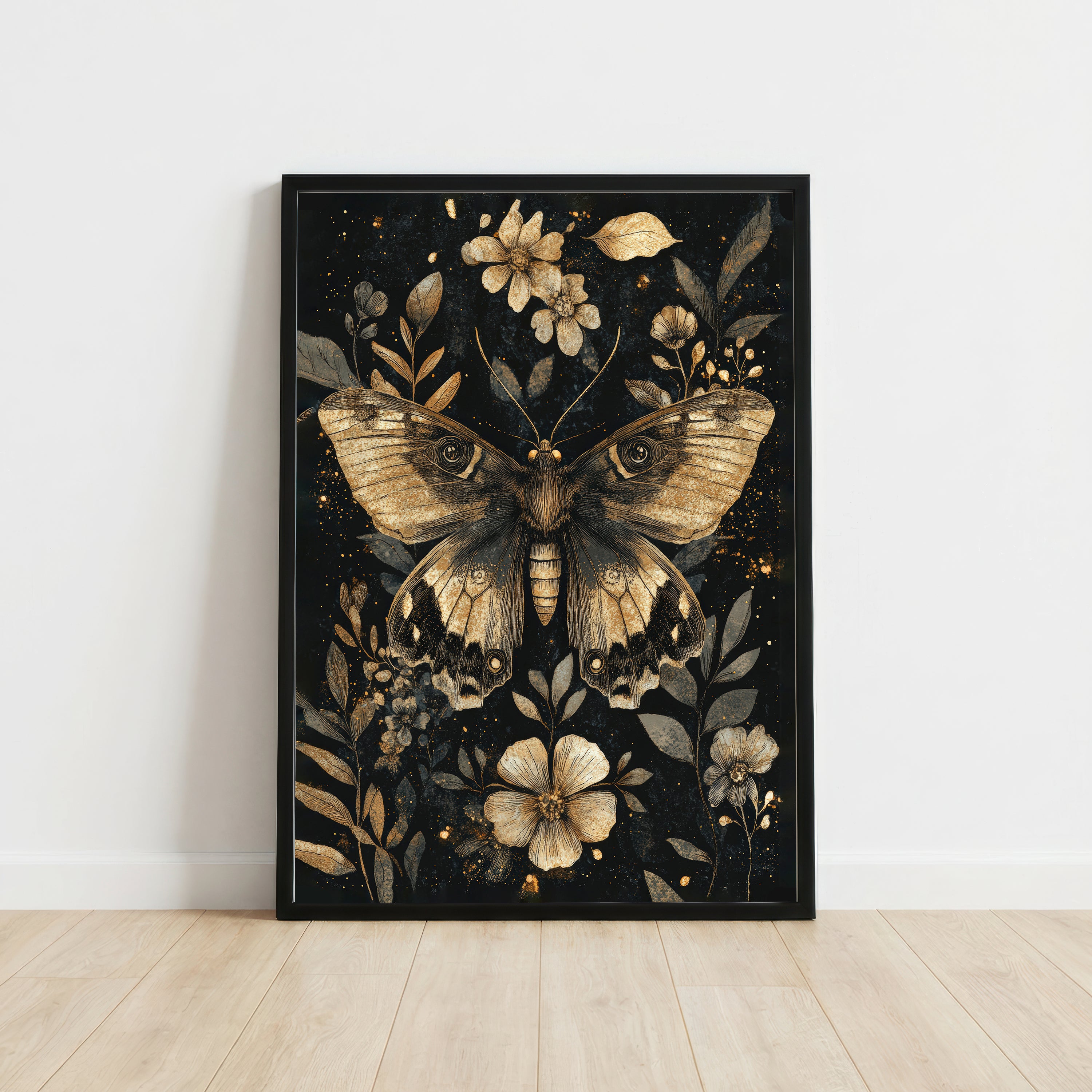 Moth and Floral Art Print
