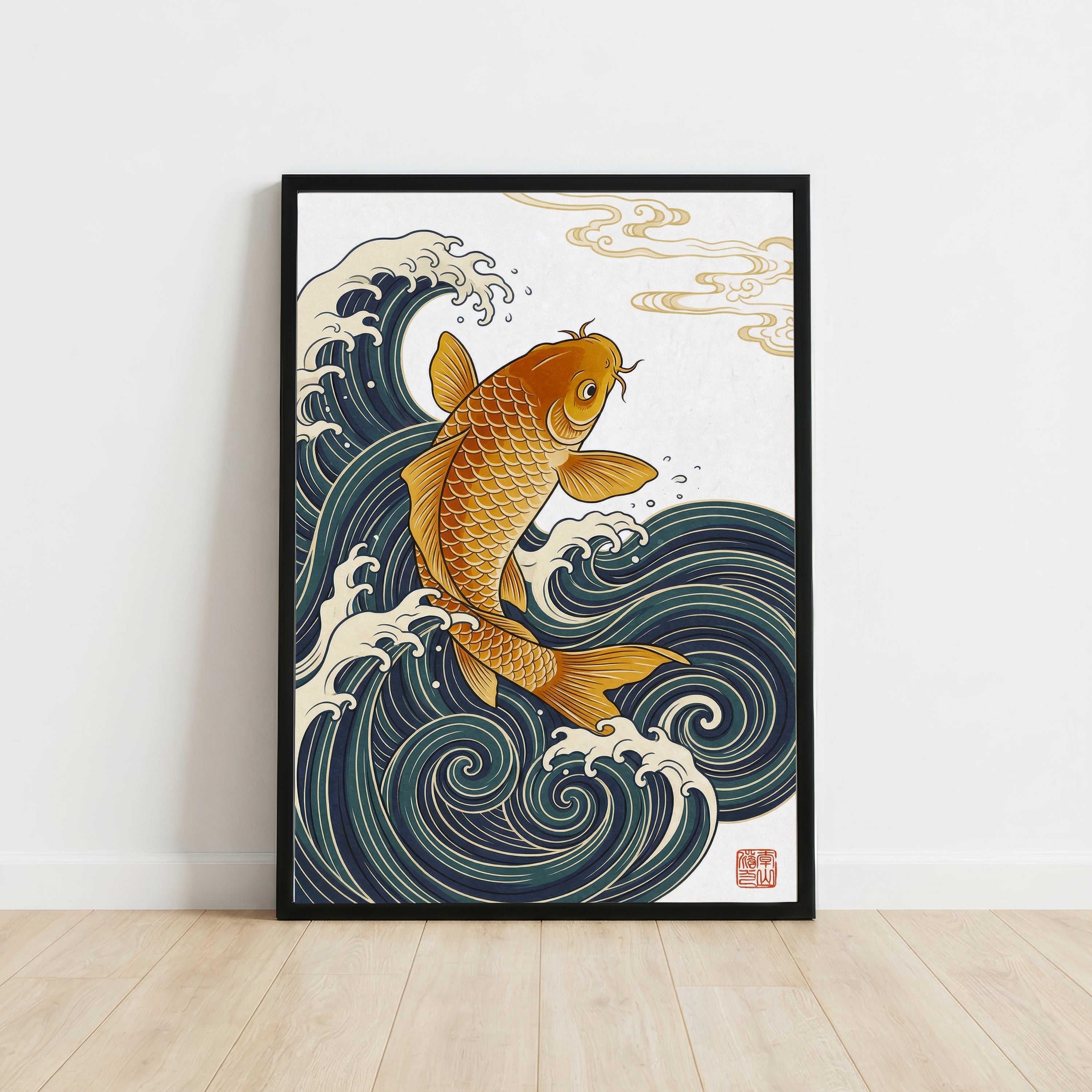 Japanese Koi Fish Wave Art Print