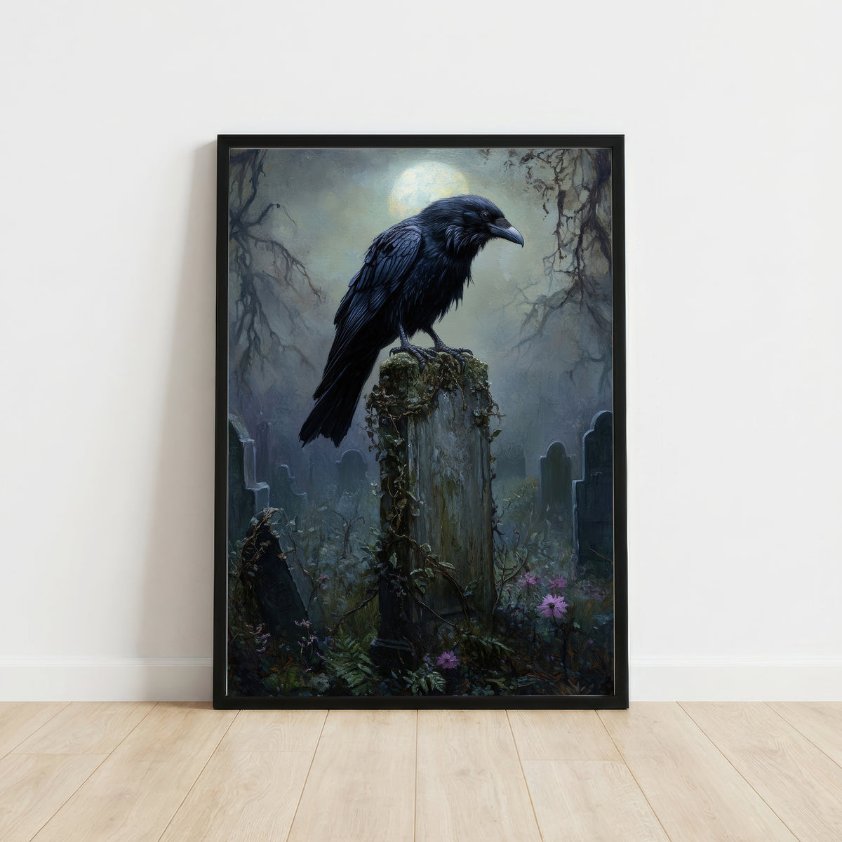Gothic Raven Cemetery Art Print