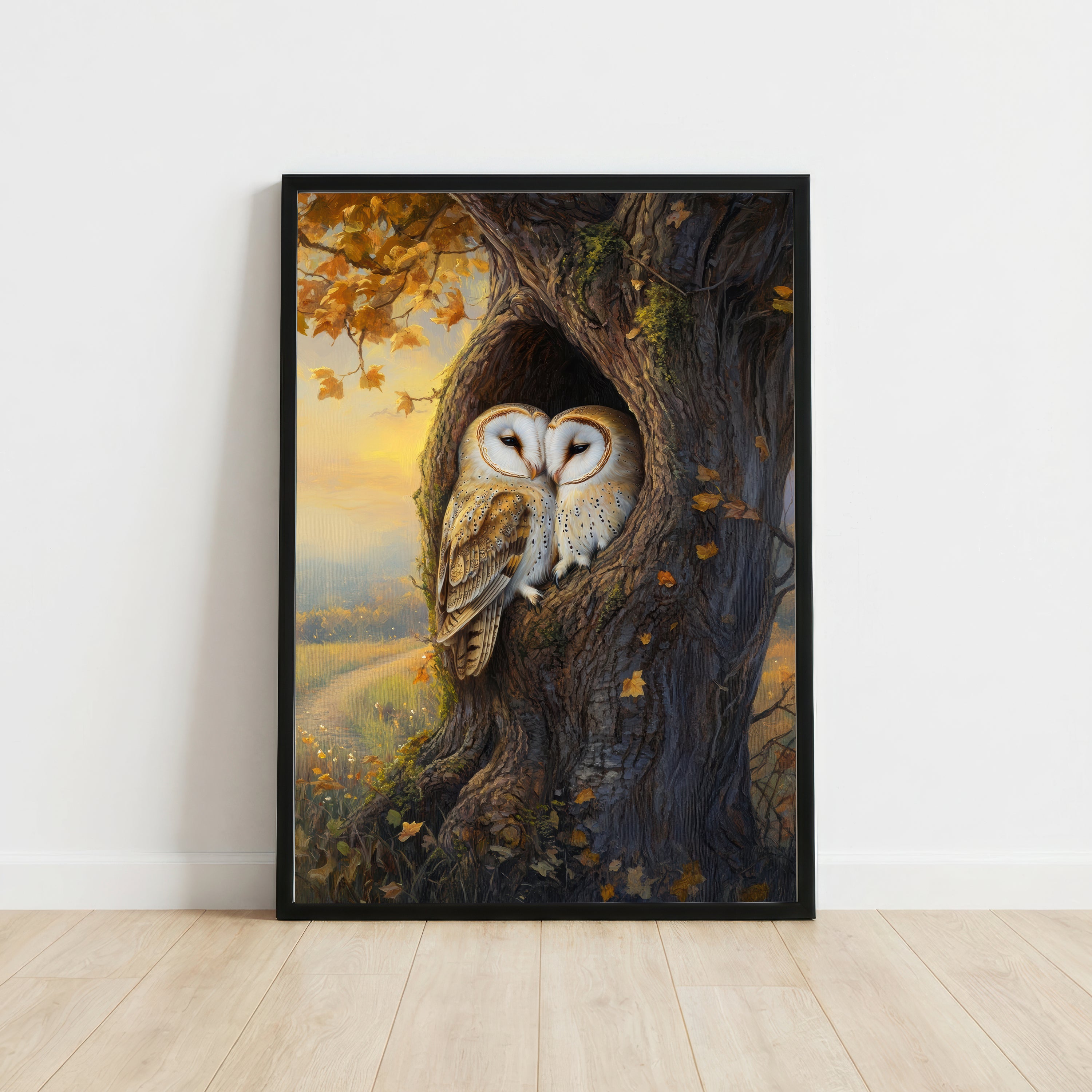 Barn Owl Pair Woodland Art Print