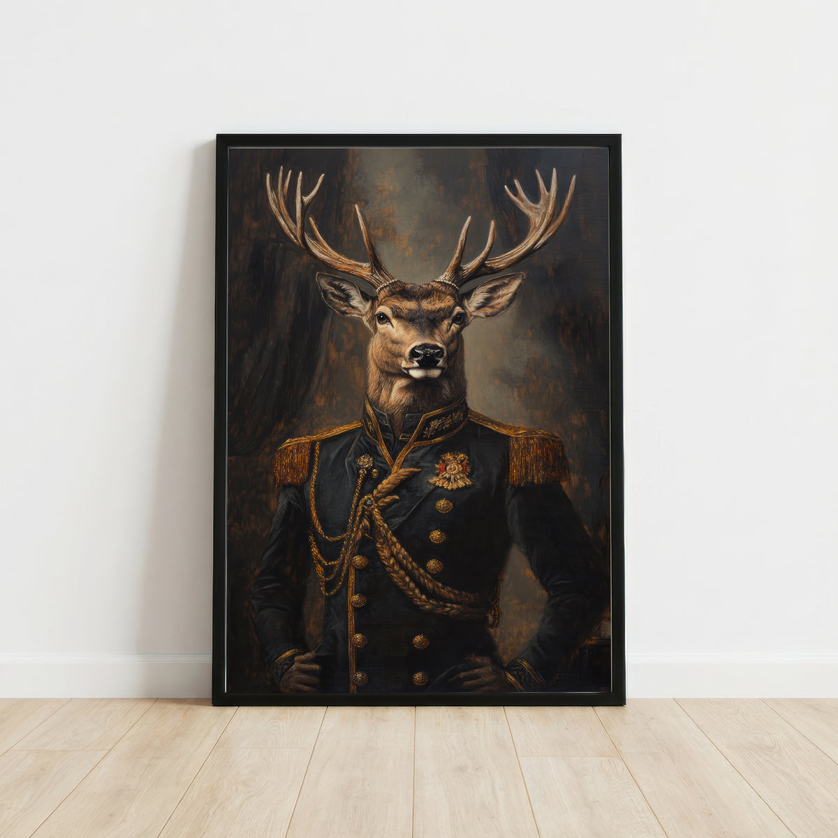 Regal Stag Military Portrait Art Print
