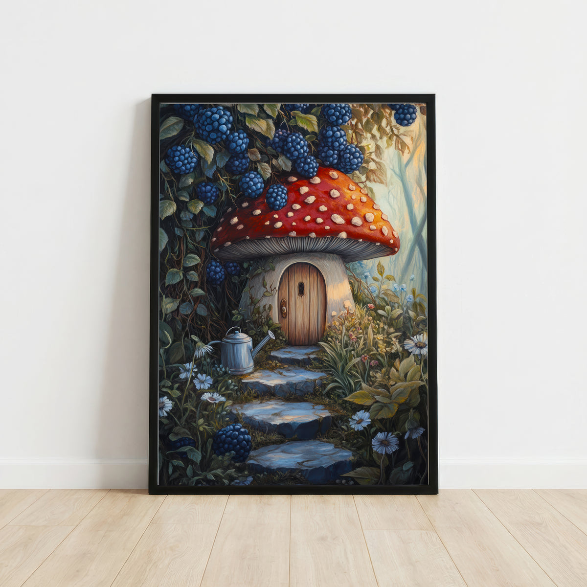 Enchanted Mushroom Cottage Art Print