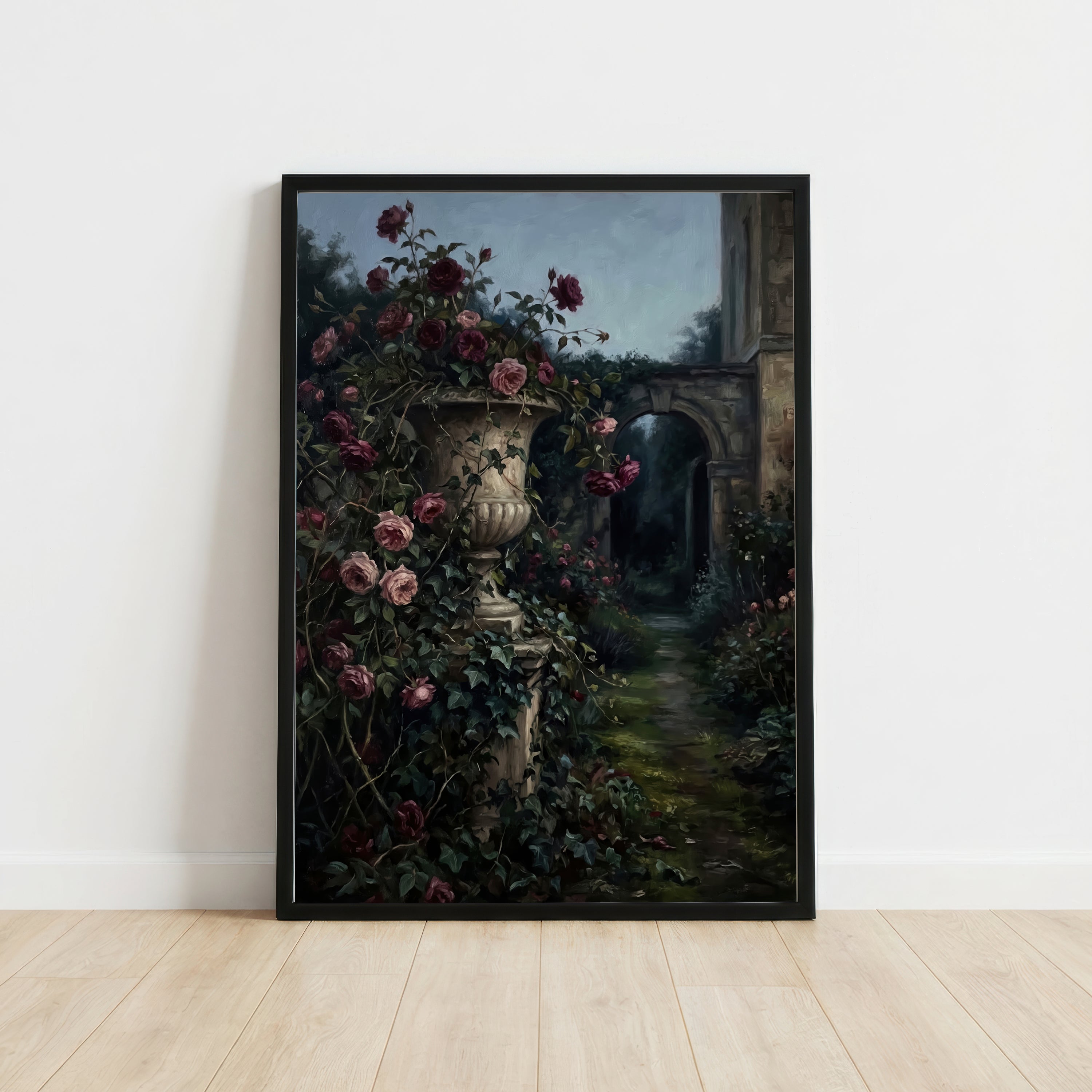 Dark Romantic Rose Garden Art Print