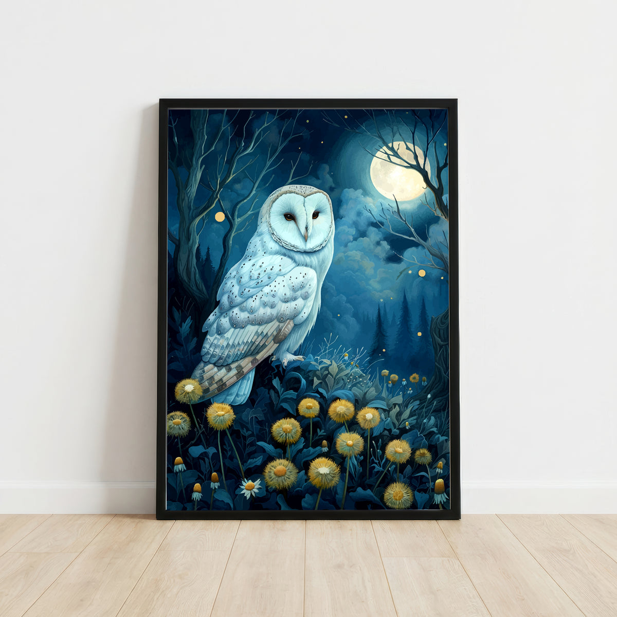 Barn Owl Moonlit Forest Art Print