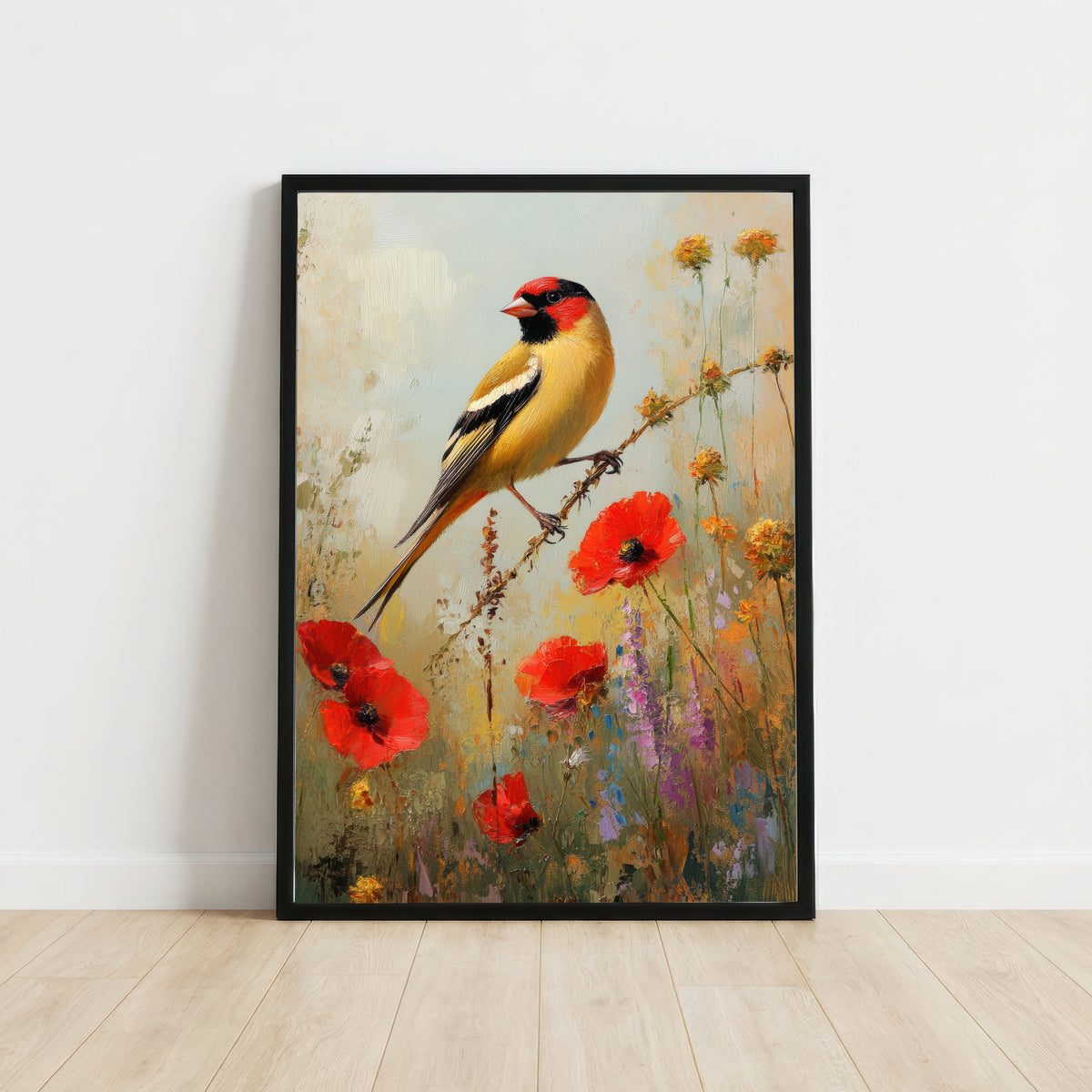 Goldfinch Wildflower Art Print