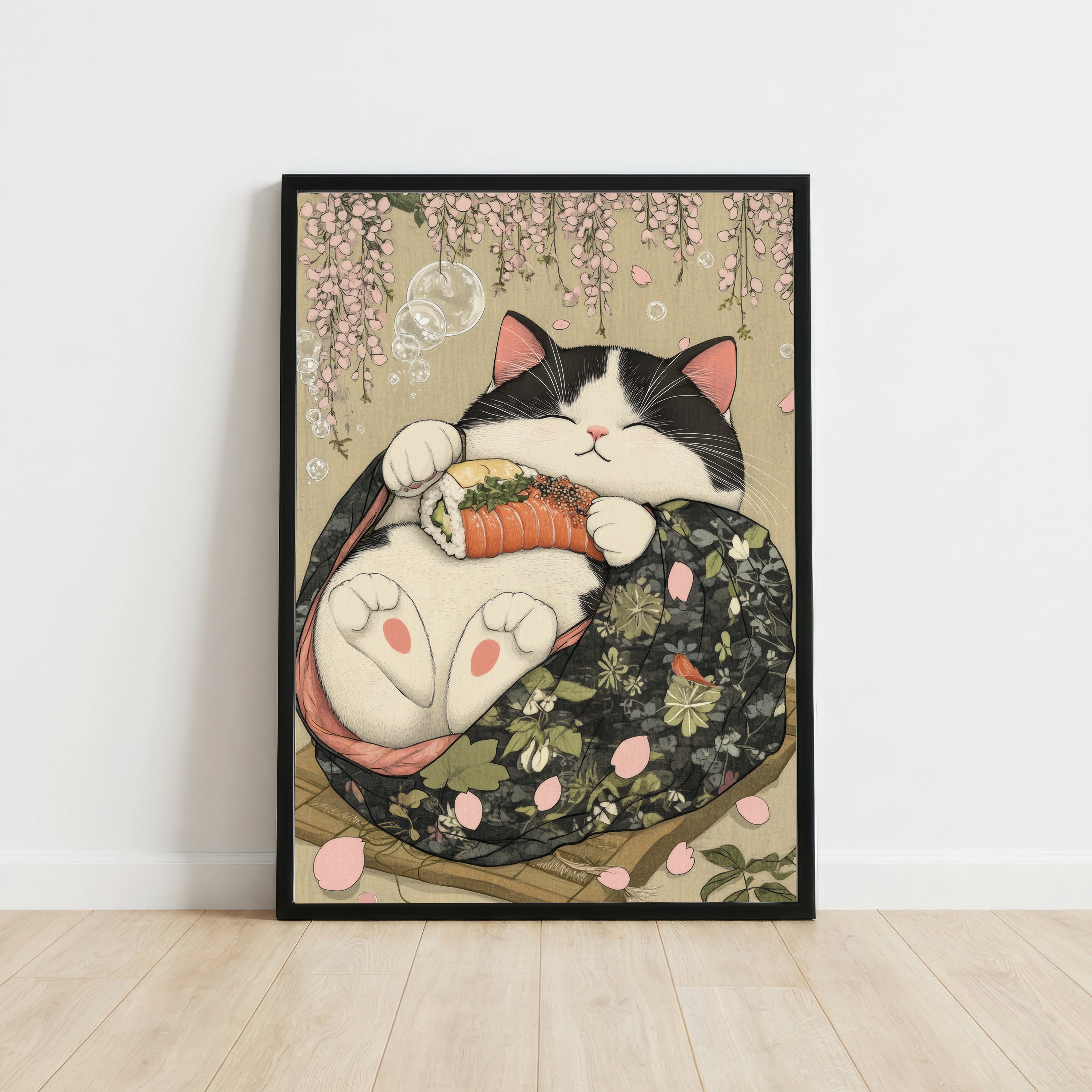 Japanese Cat Sushi Art Print