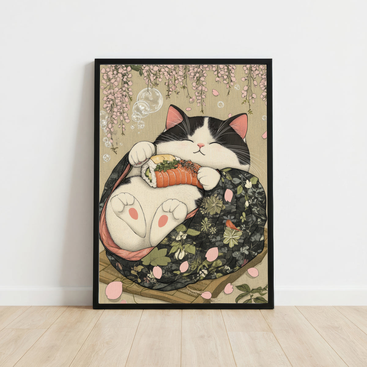 Japanese Cat Sushi Art Print