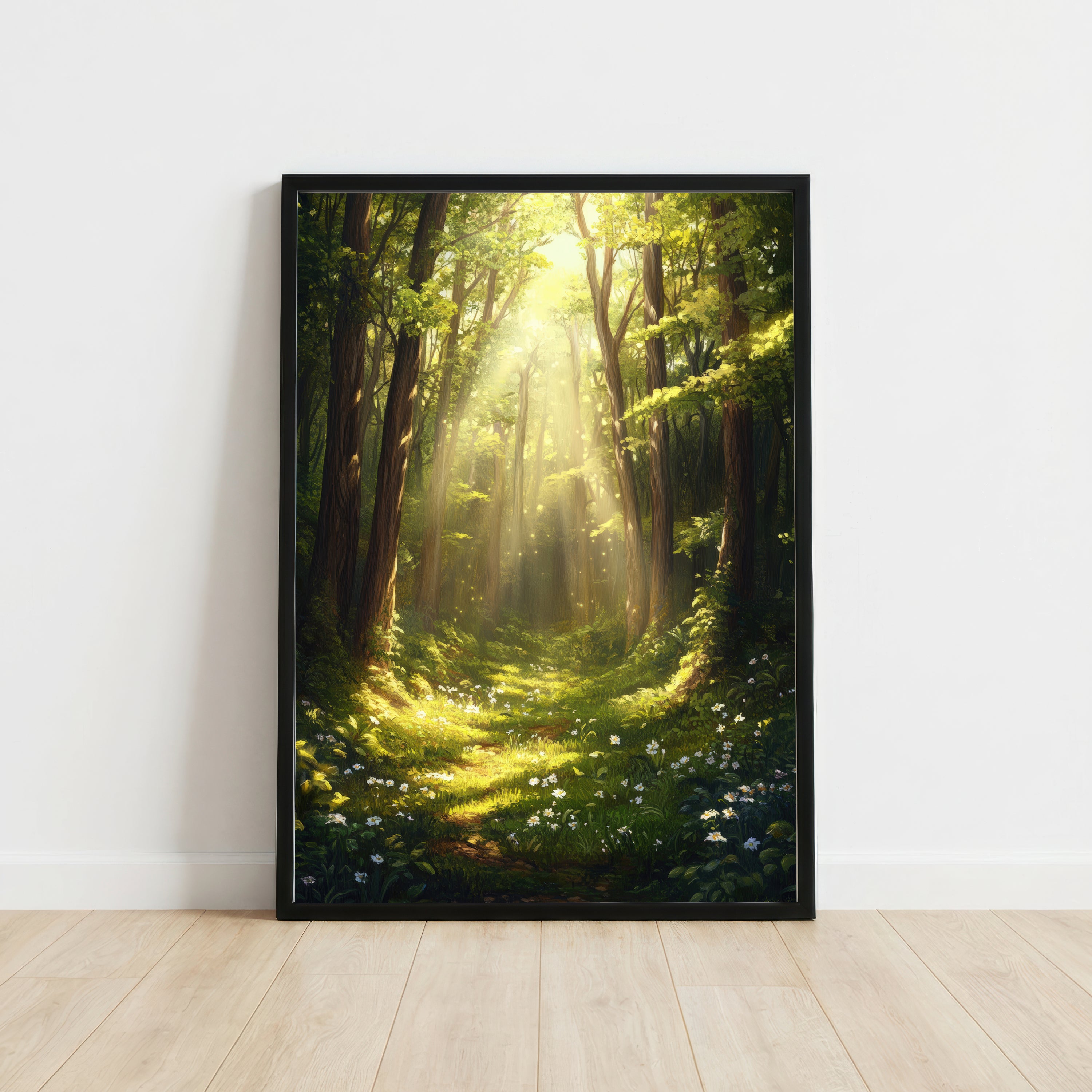 Sunlit Forest Woodland Art Print