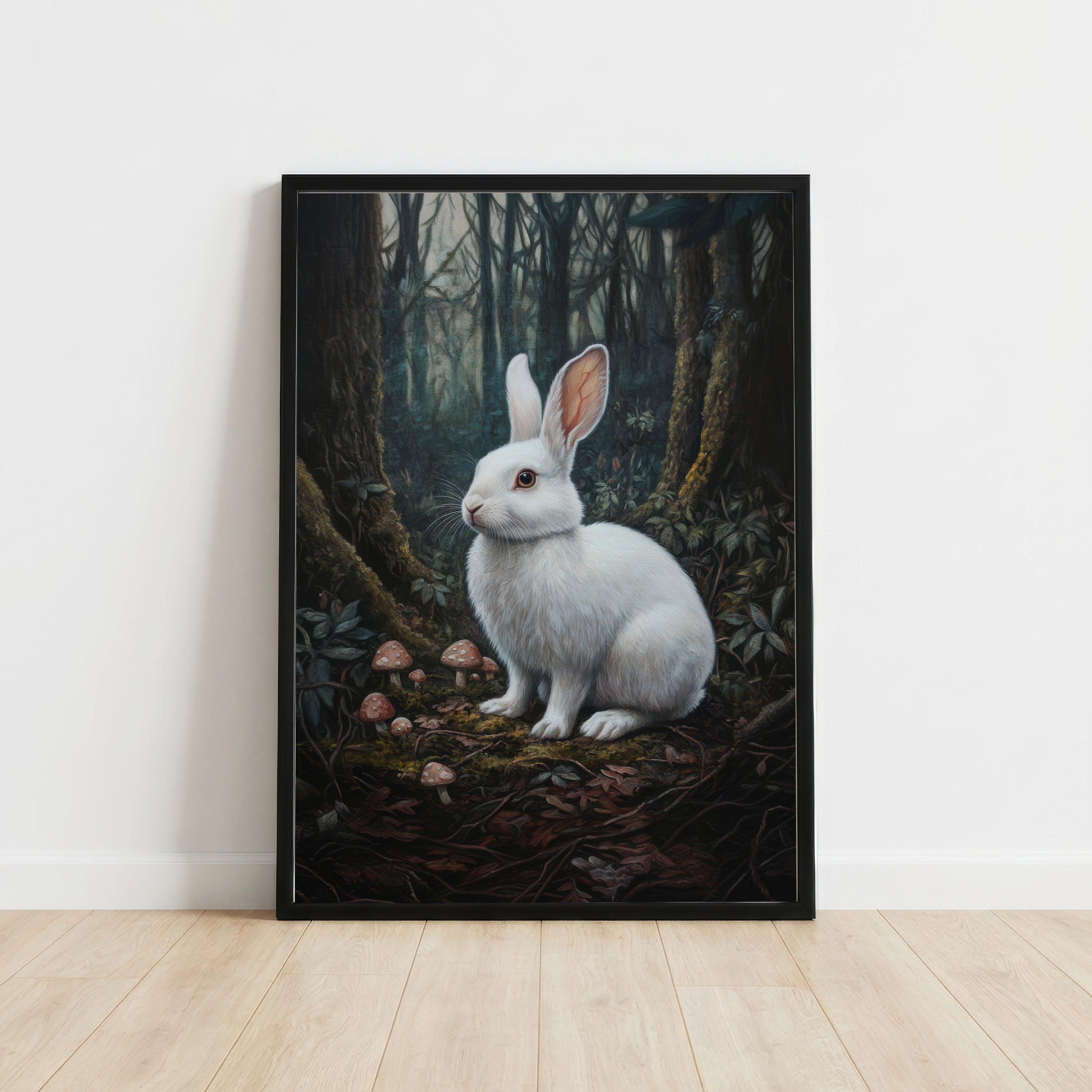 White Rabbit Woodland Art Print