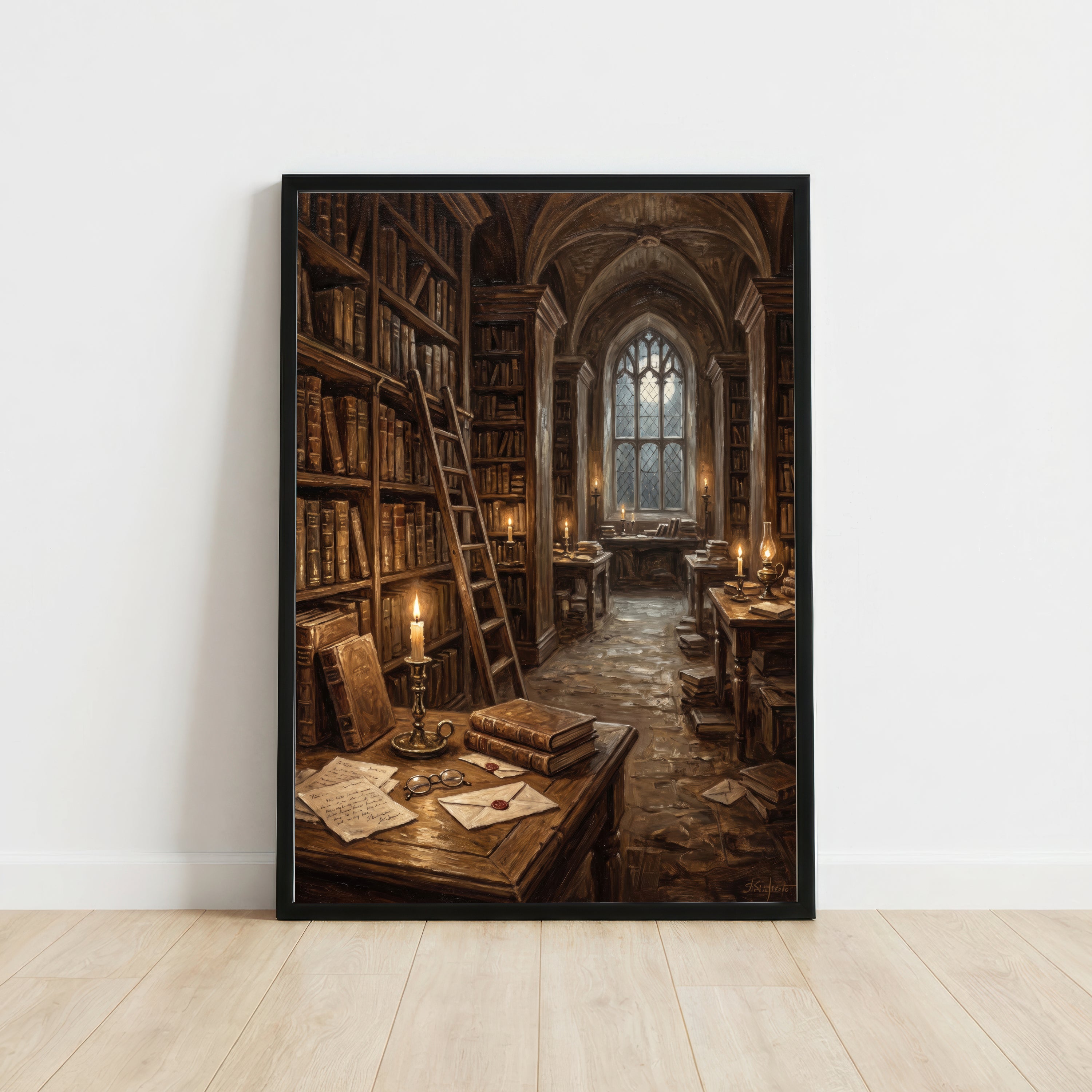 Gothic Library Dark Academia Art Print