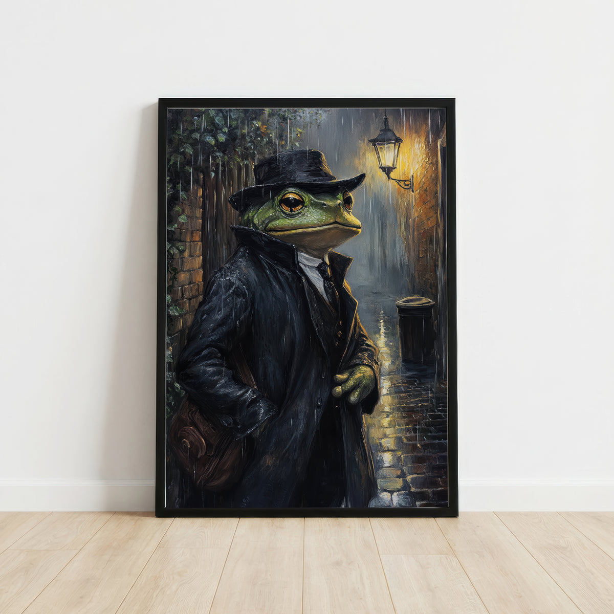 Rainy Frog Noir Art Print
