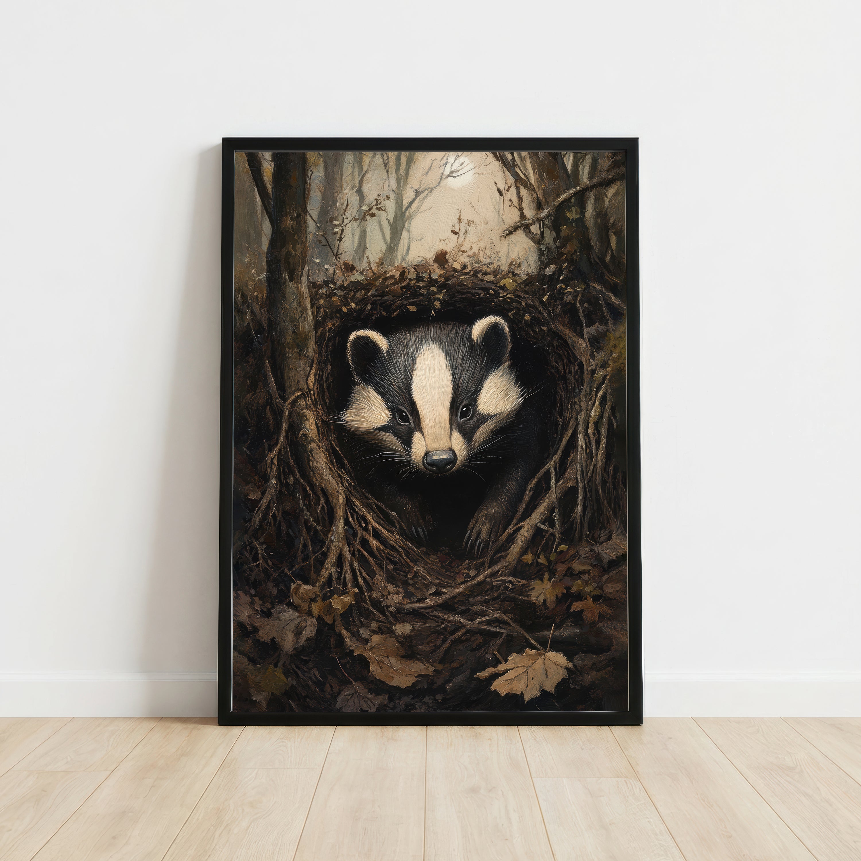 Woodland Badger Art Print