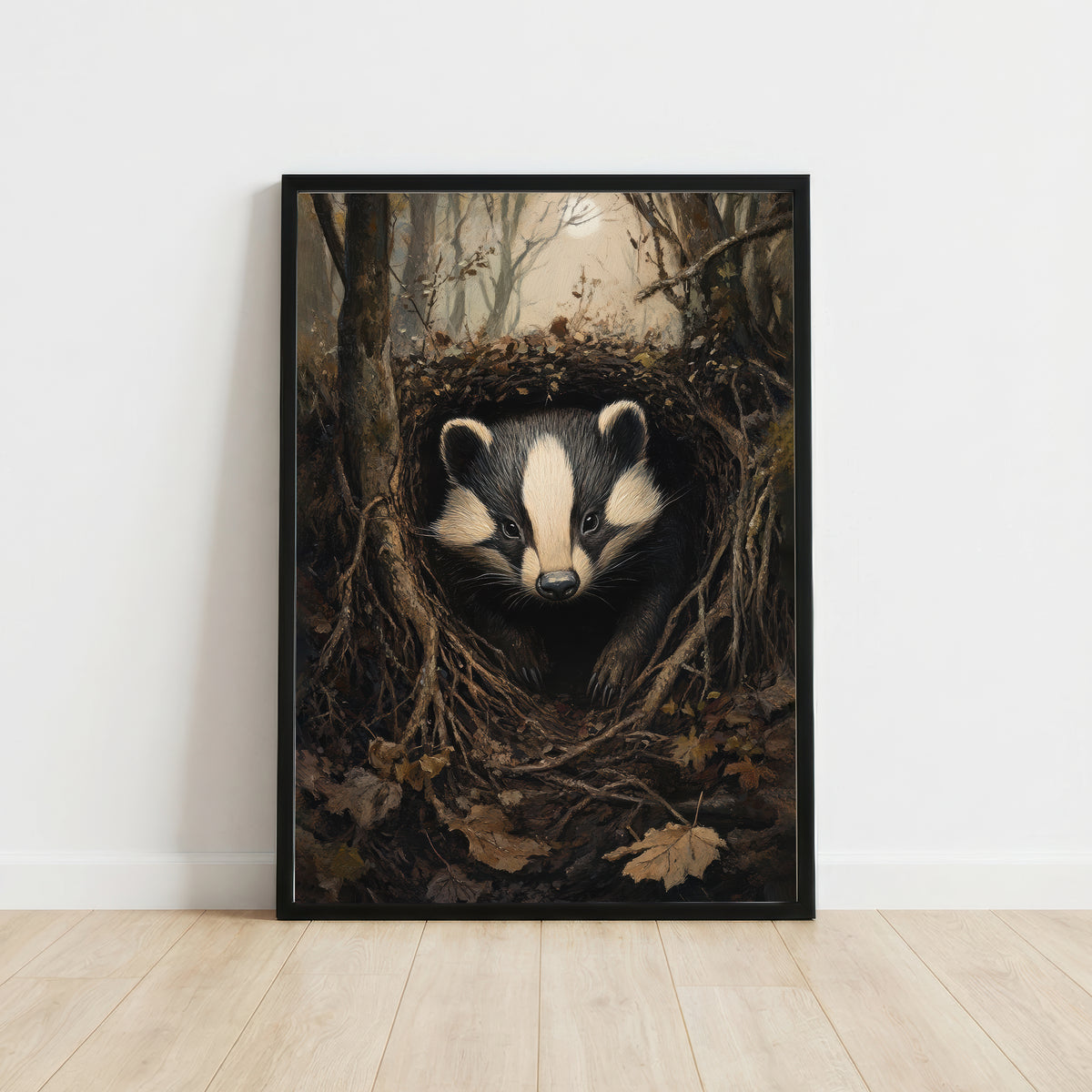 Woodland Badger Art Print