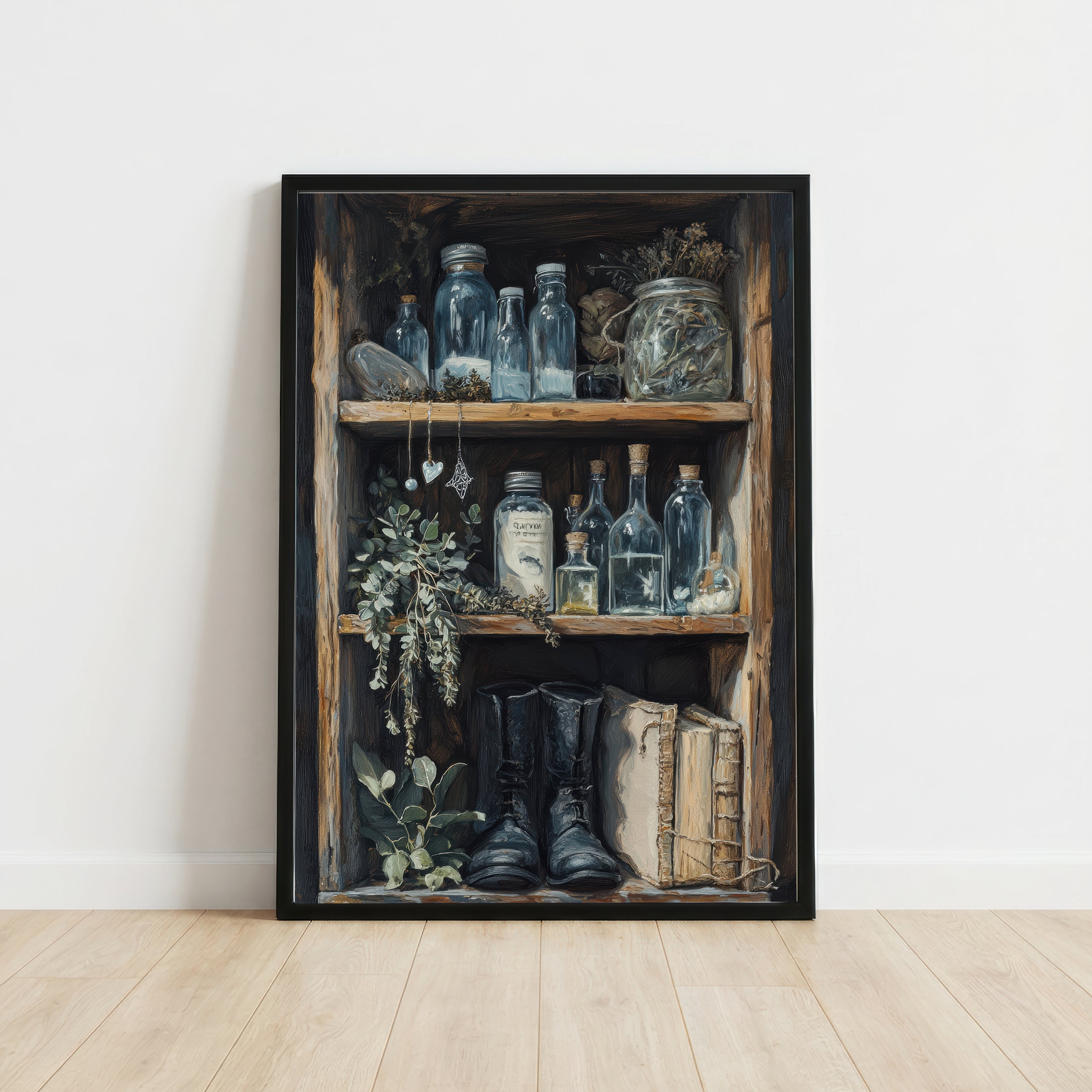 Dark Academia Apothecary Shelf Art Print