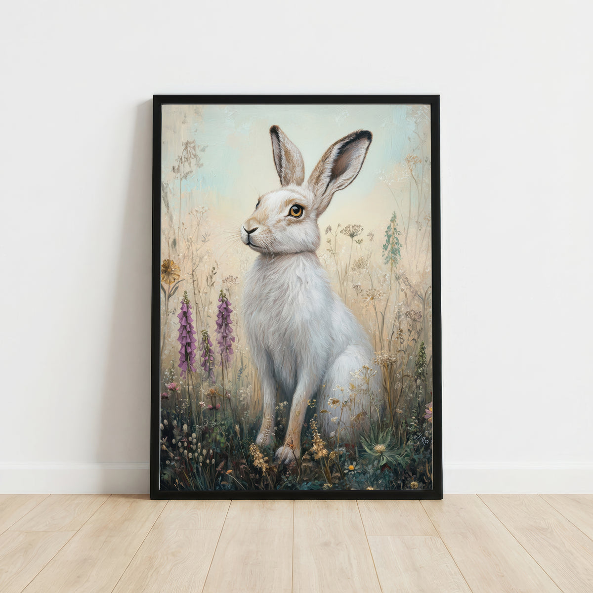 Hare Wildflower Meadow Art Print