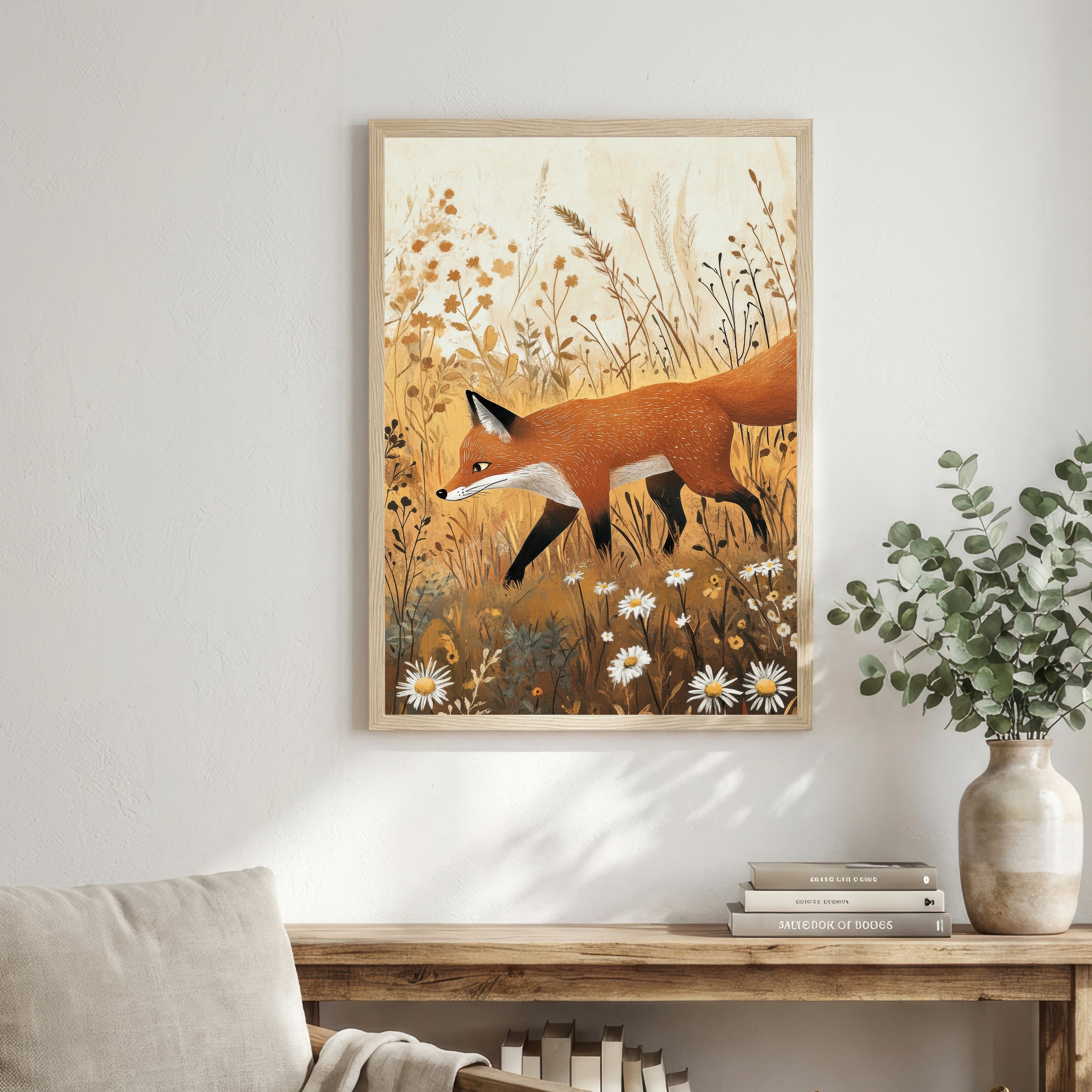 Fox in Wildflower Meadow Art Print