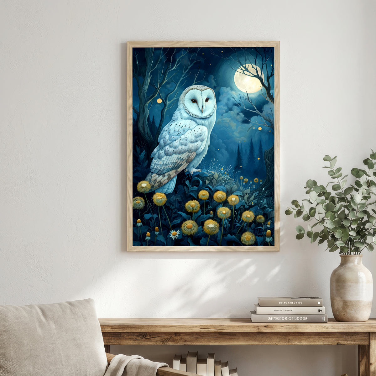 Barn Owl Moonlit Forest Art Print
