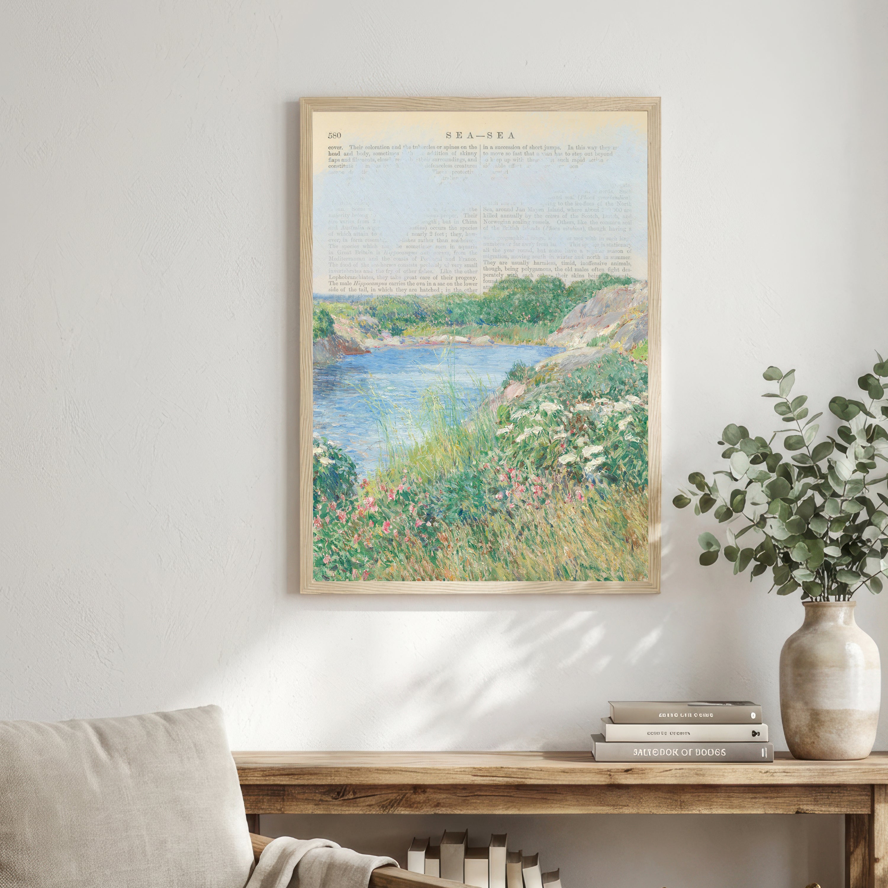 Vintage Impressionist Meadow Stream Art Print
