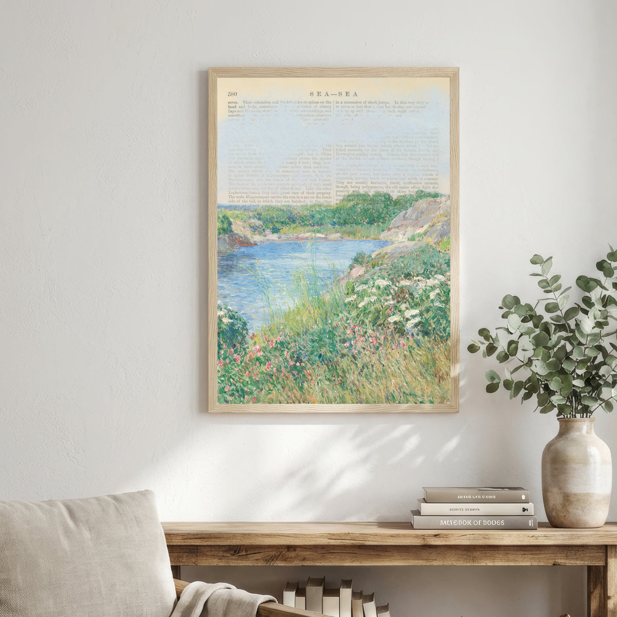 Vintage Impressionist Meadow Stream Art Print