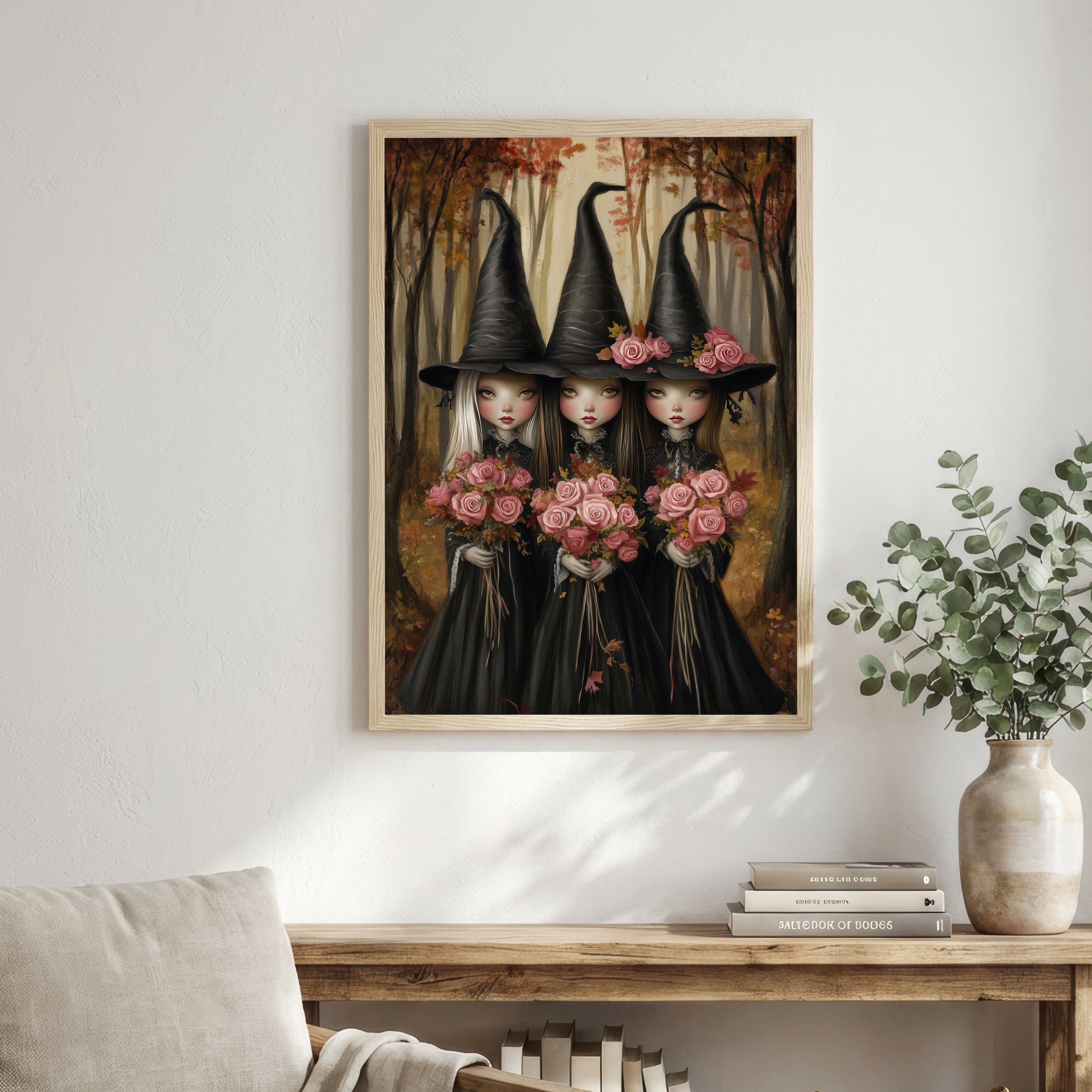 Three Witch Sisters Rose Art Print